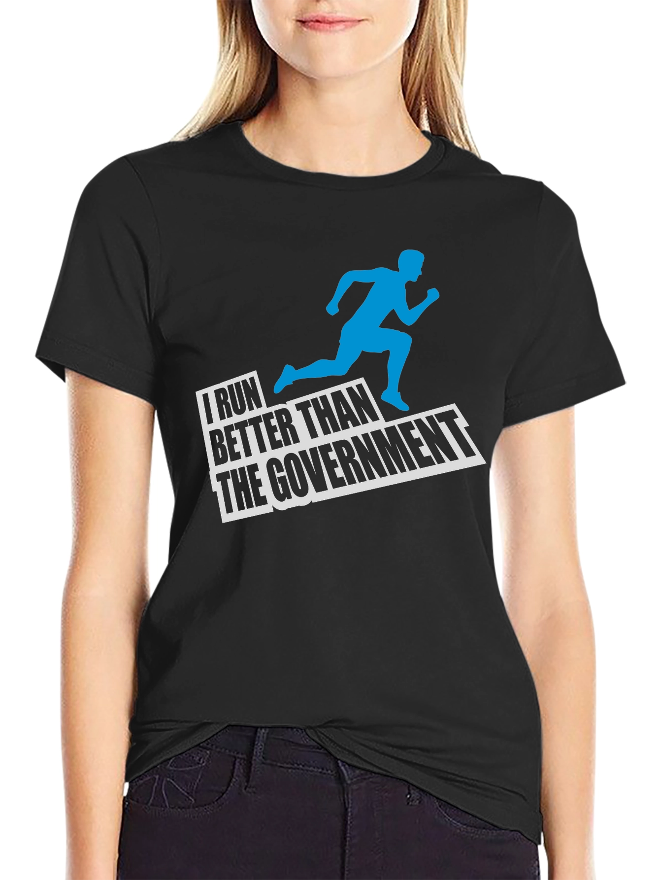 I Run Better Than The Government Black T-Shirt