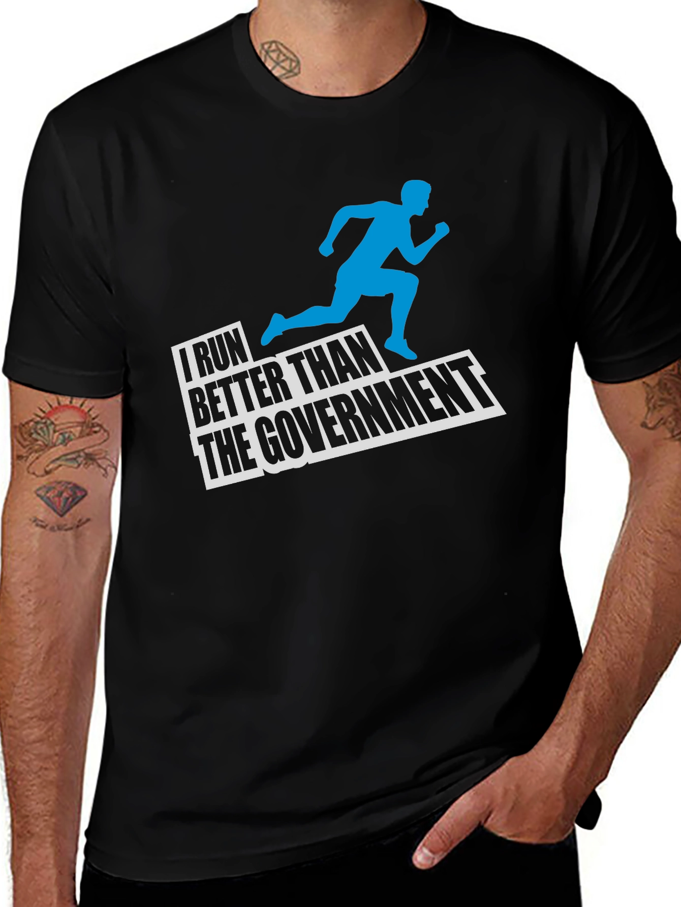 I Run Better Than The Government Black T-Shirt