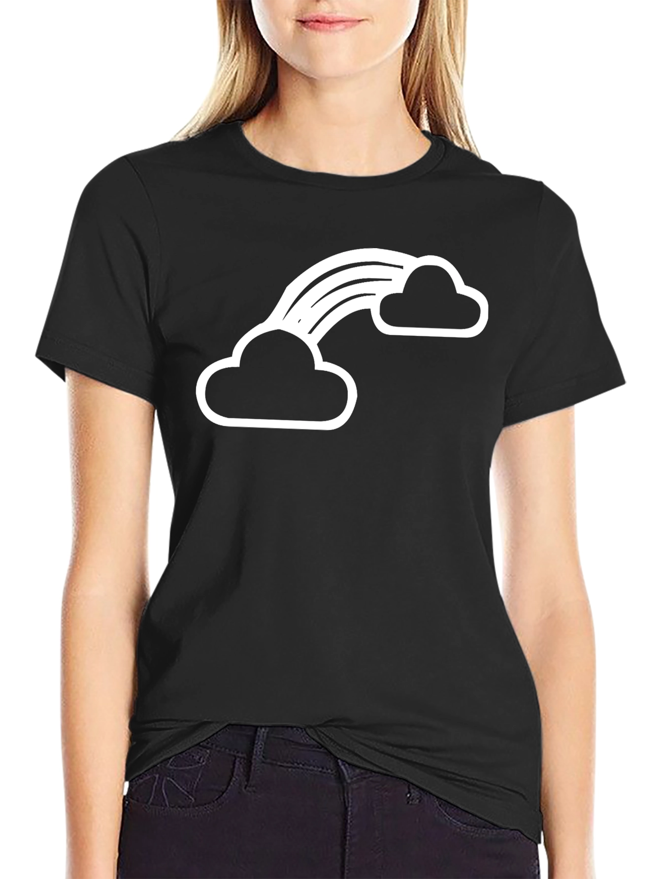 Rainbow Cloud Graphic Tee - Classic Black T-Shirt