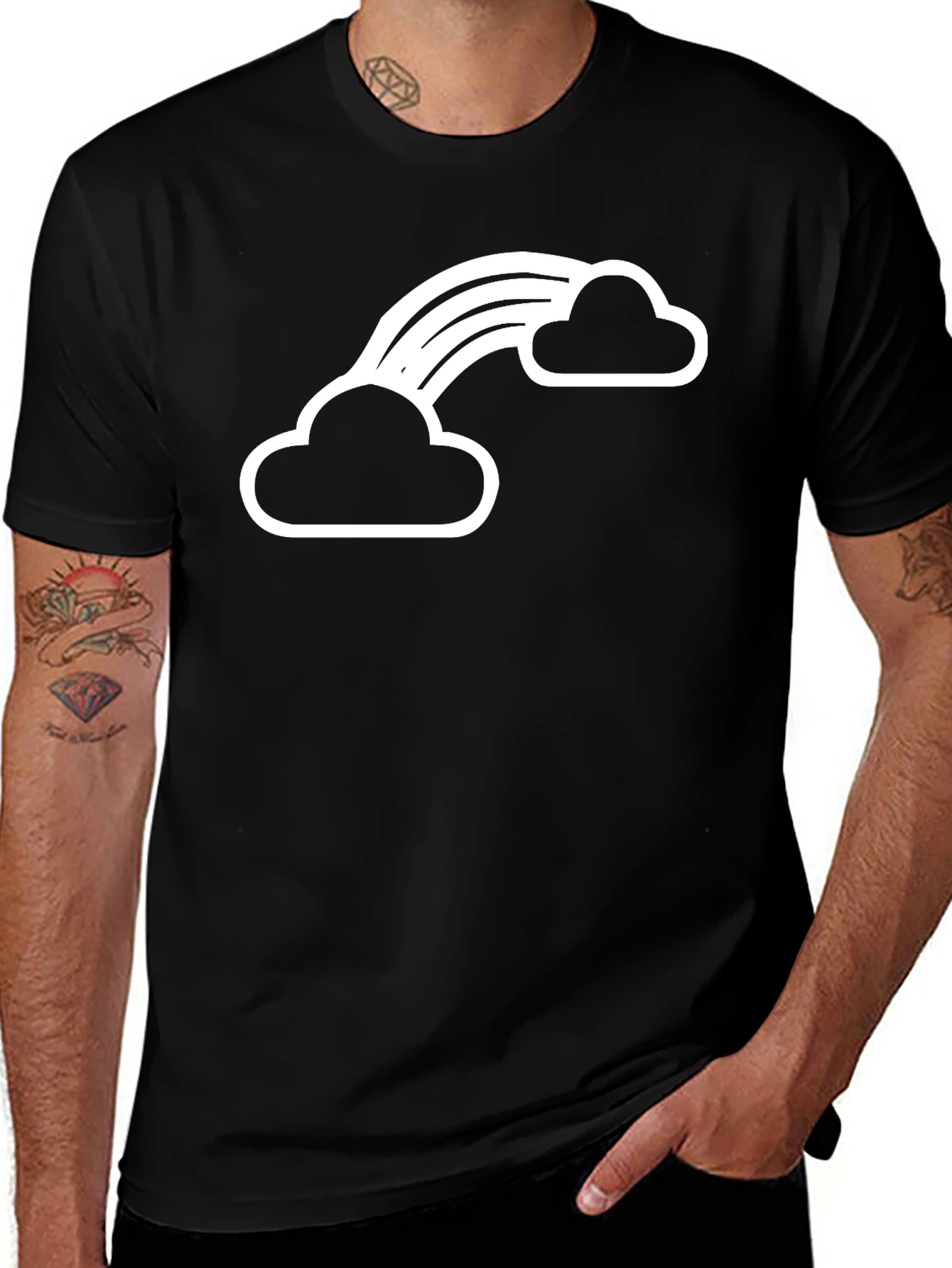Rainbow Cloud Graphic Tee - Classic Black T-Shirt