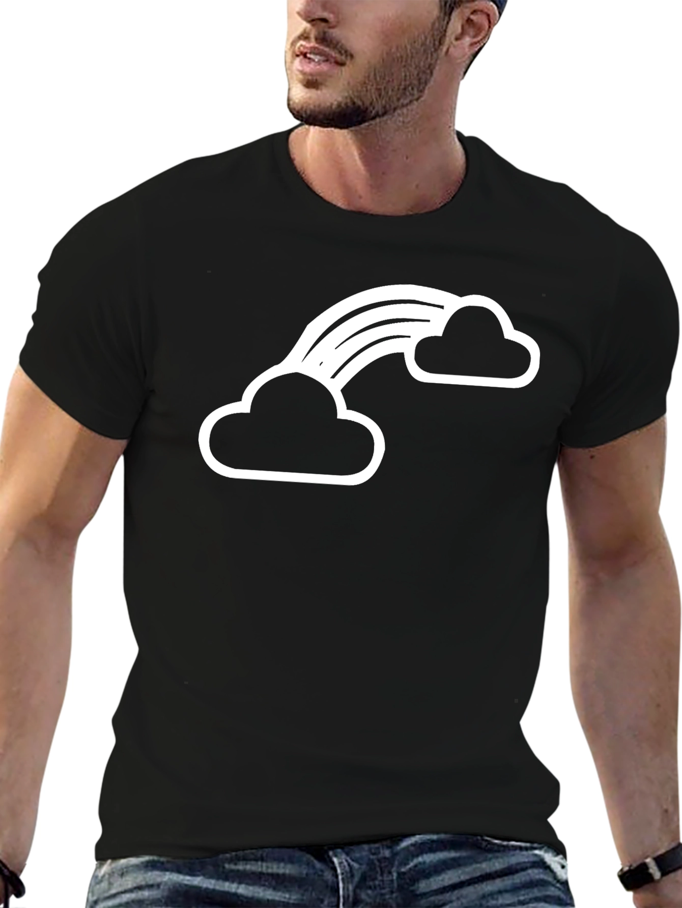 Rainbow Cloud Graphic Tee - Classic Black T-Shirt