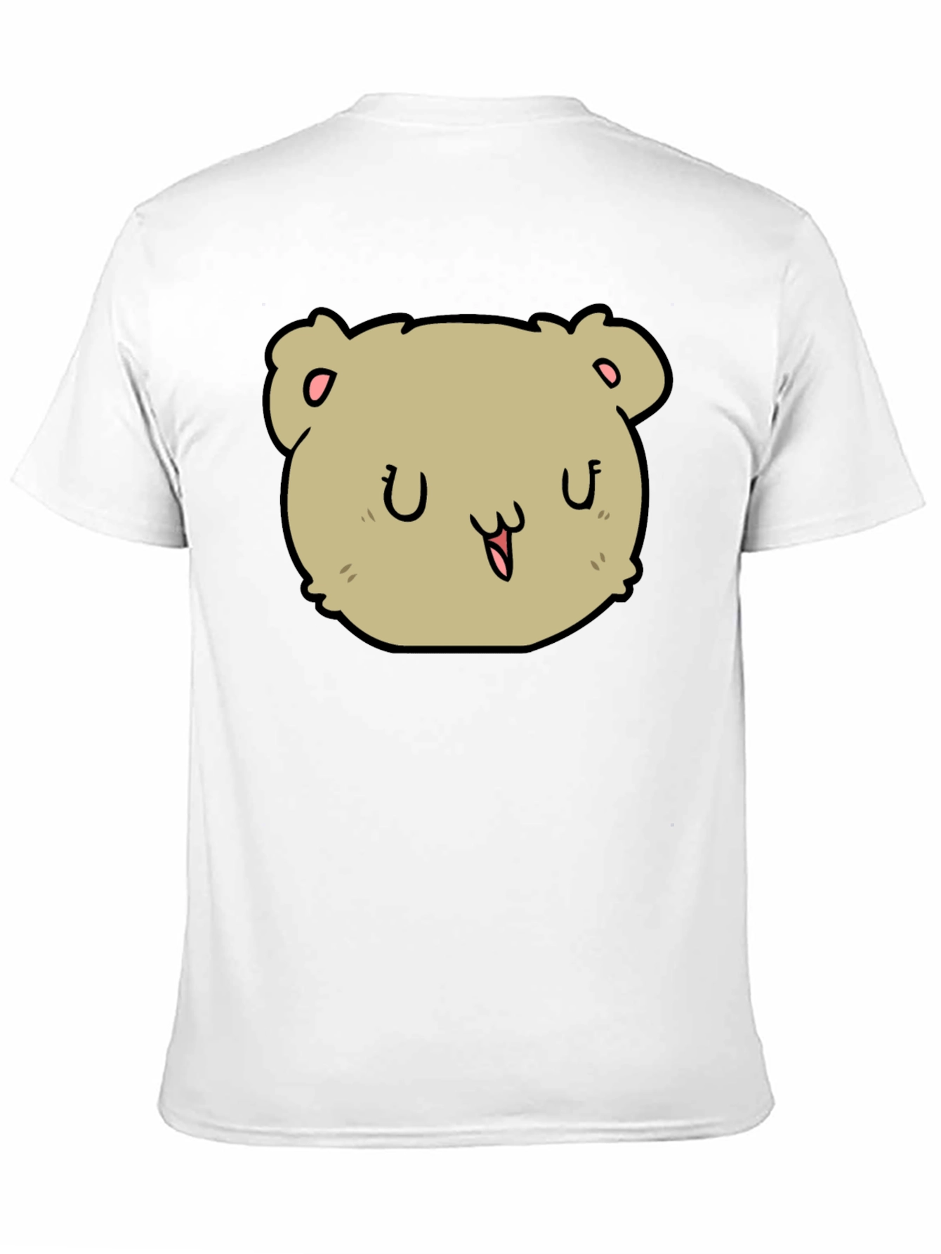 Cute Cartoon Bear Face Black T-Shirt