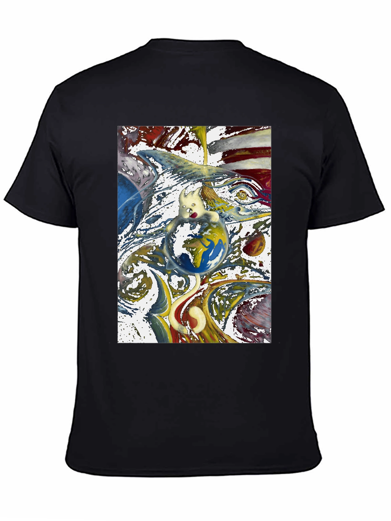 Artistic Earth Graphic Black T-Shirt