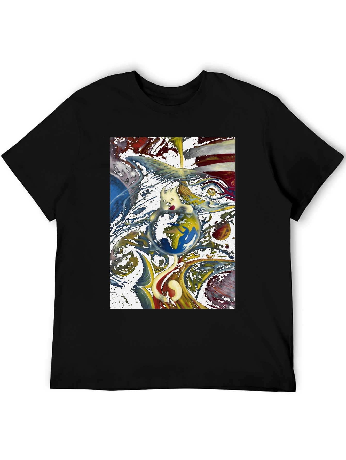 Artistic Earth Graphic Black T-Shirt