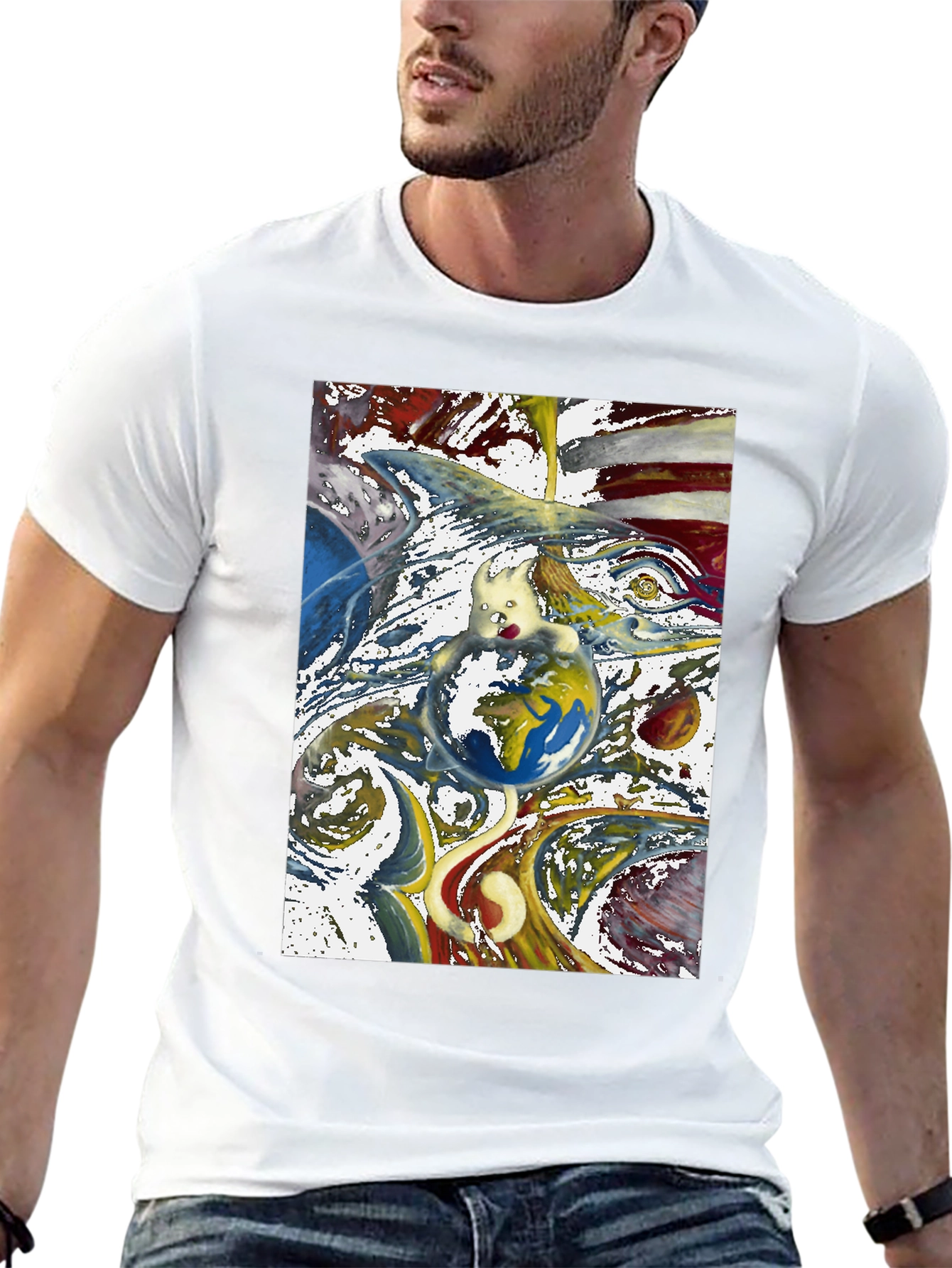 Artistic Earth Graphic Black T-Shirt