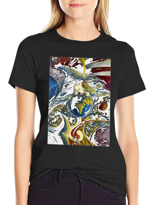 Artistic Earth Graphic Black T-Shirt