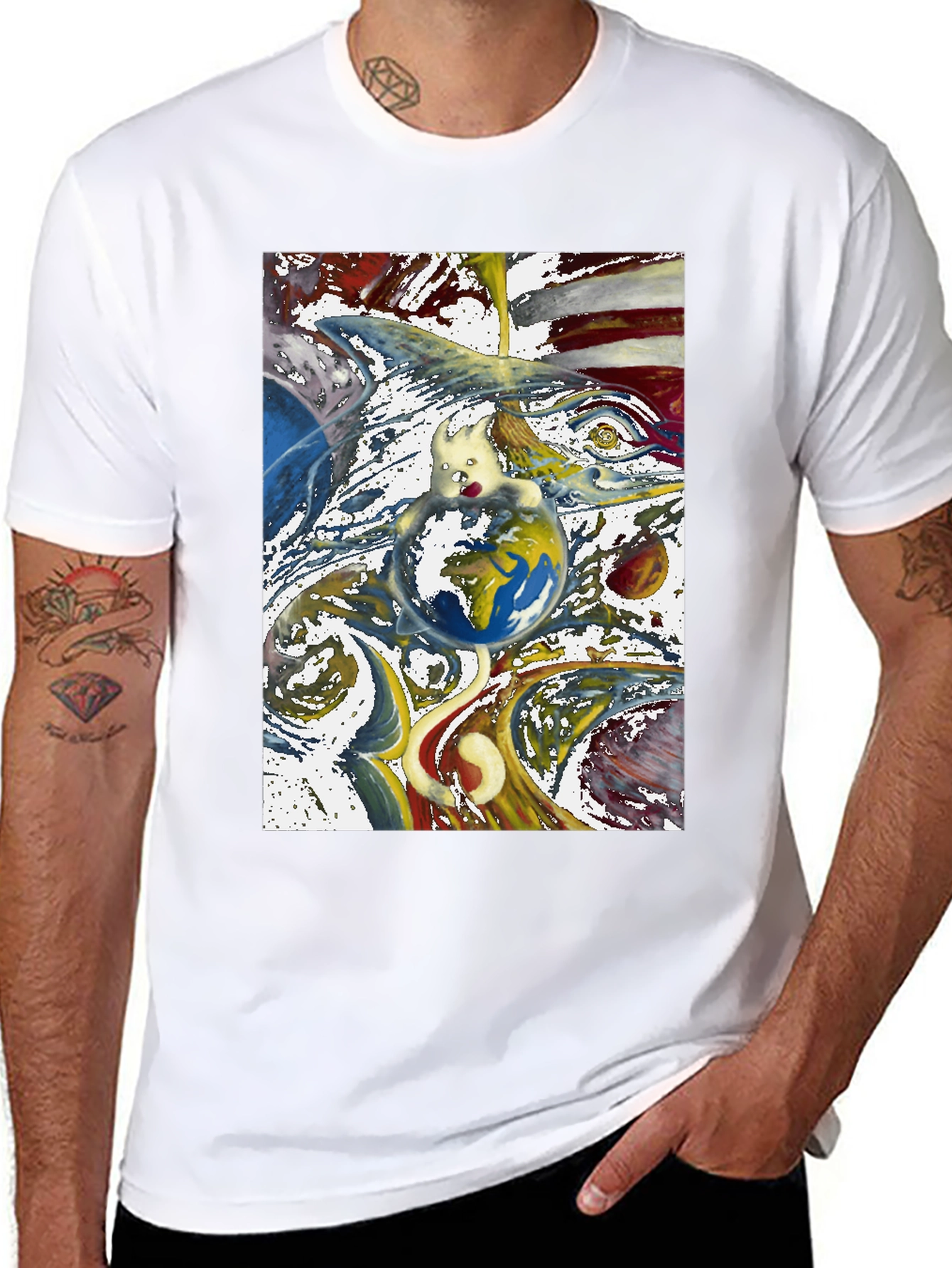 Artistic Earth Graphic Black T-Shirt
