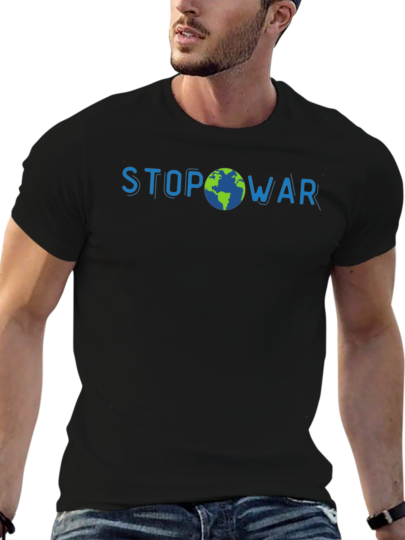 Stop War Earth Graphic Mens T-Shirt