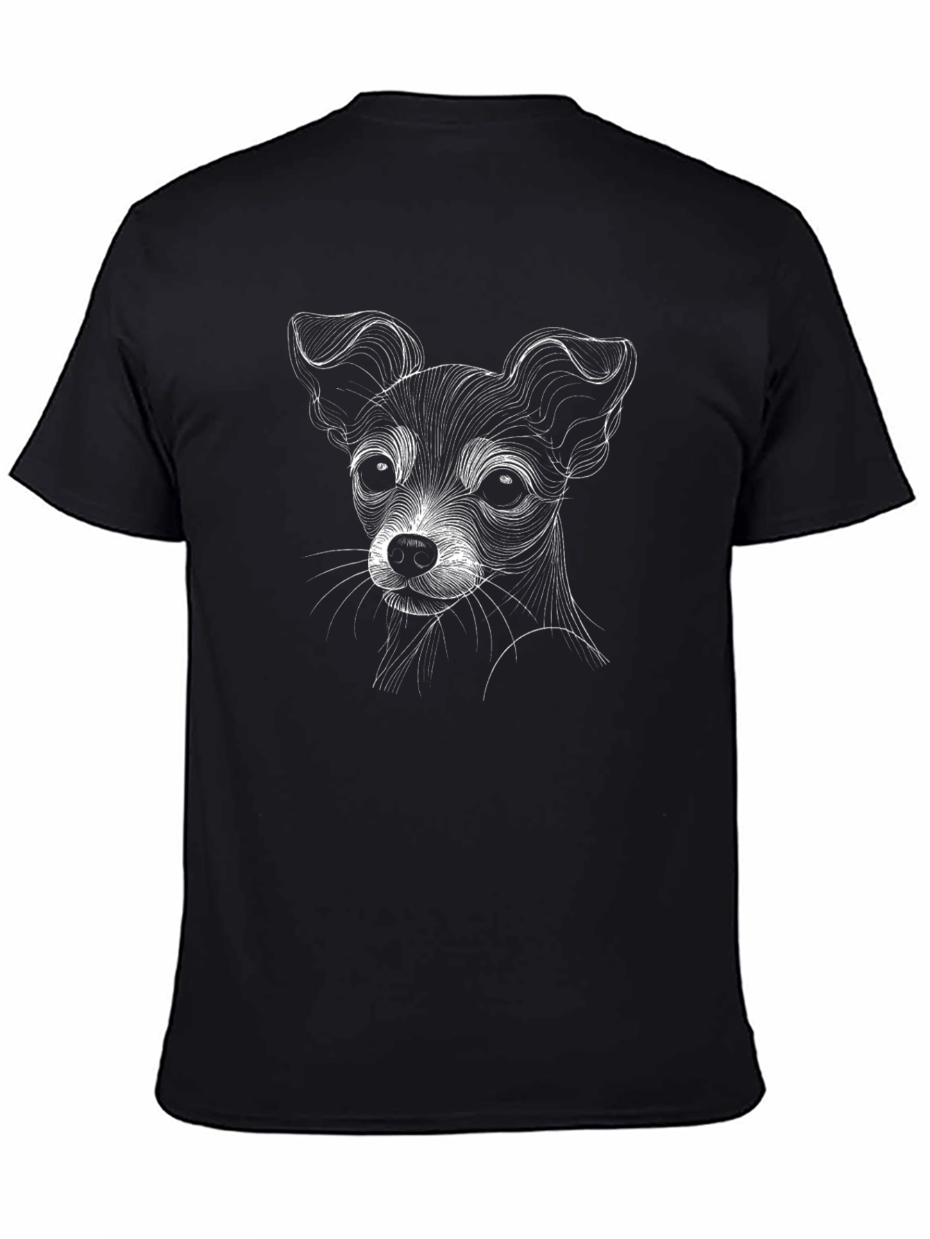 Dog Sketch Graphic Tee - Black Cotton T-Shirt