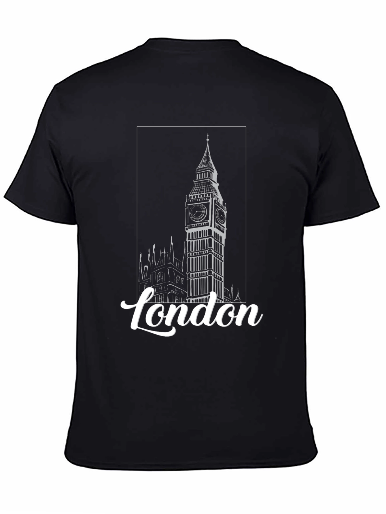 London Big Ben Graphic Print Black T-Shirt