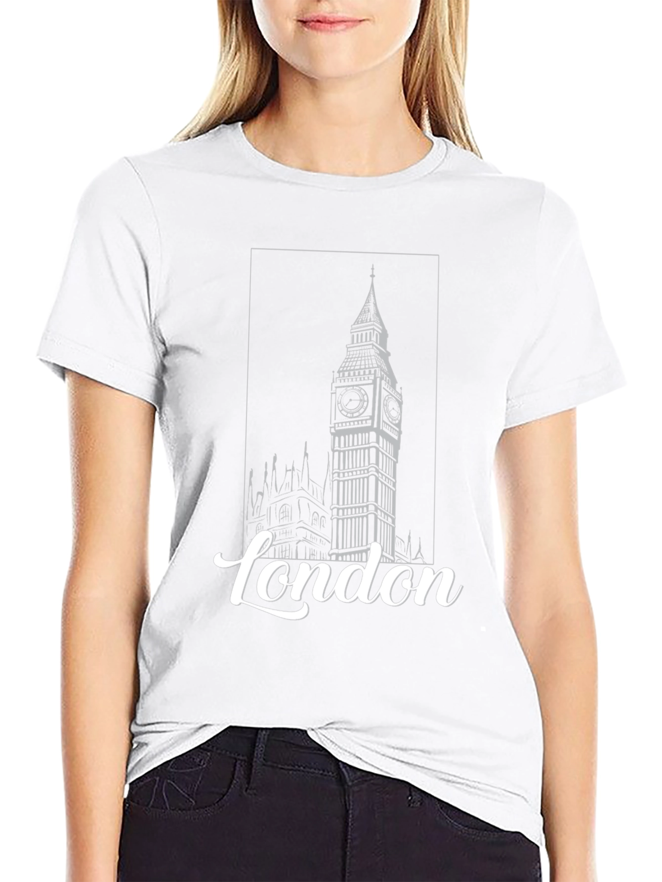 London Big Ben Graphic Print Black T-Shirt