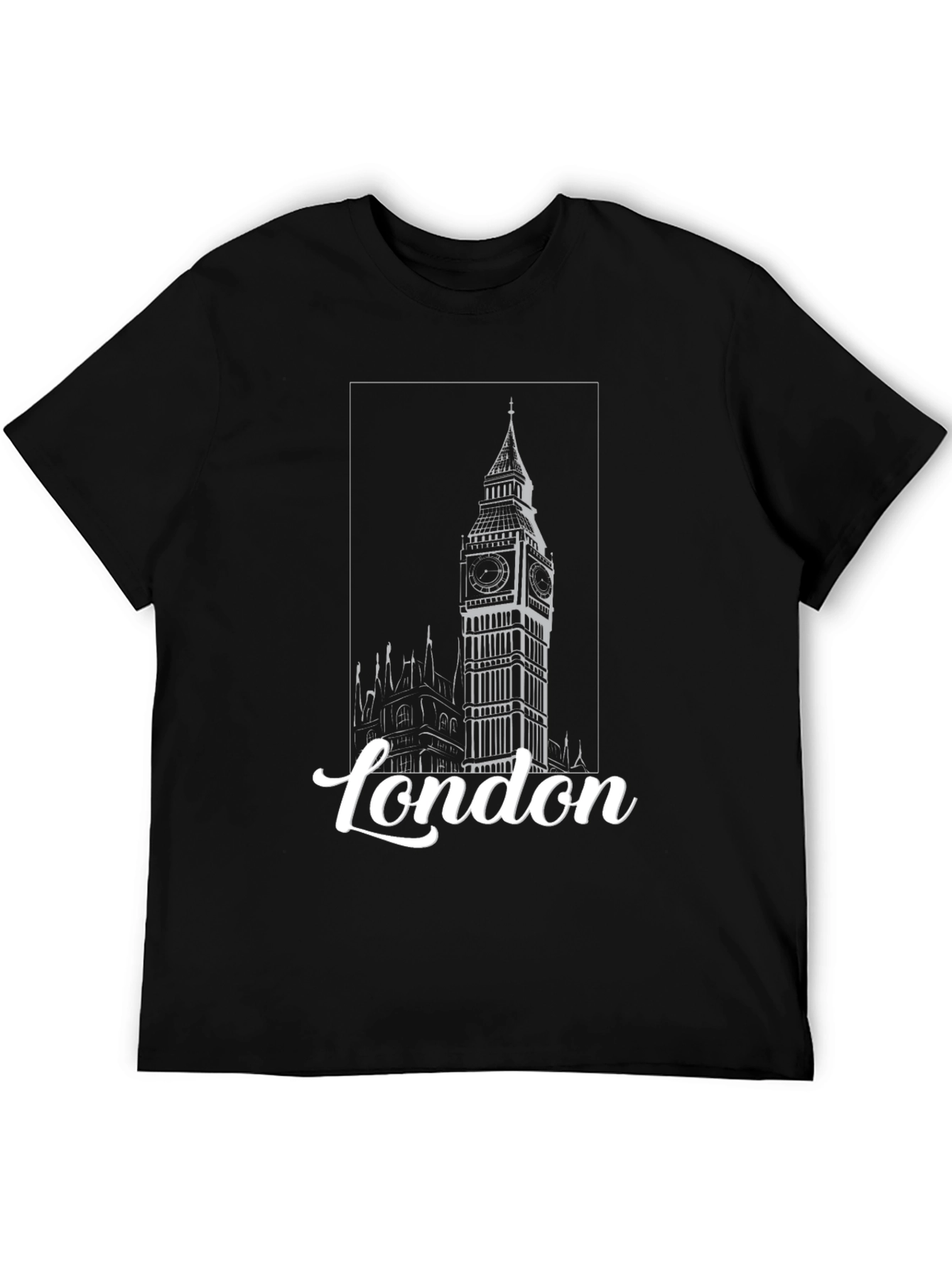 London Big Ben Graphic Print Black T-Shirt