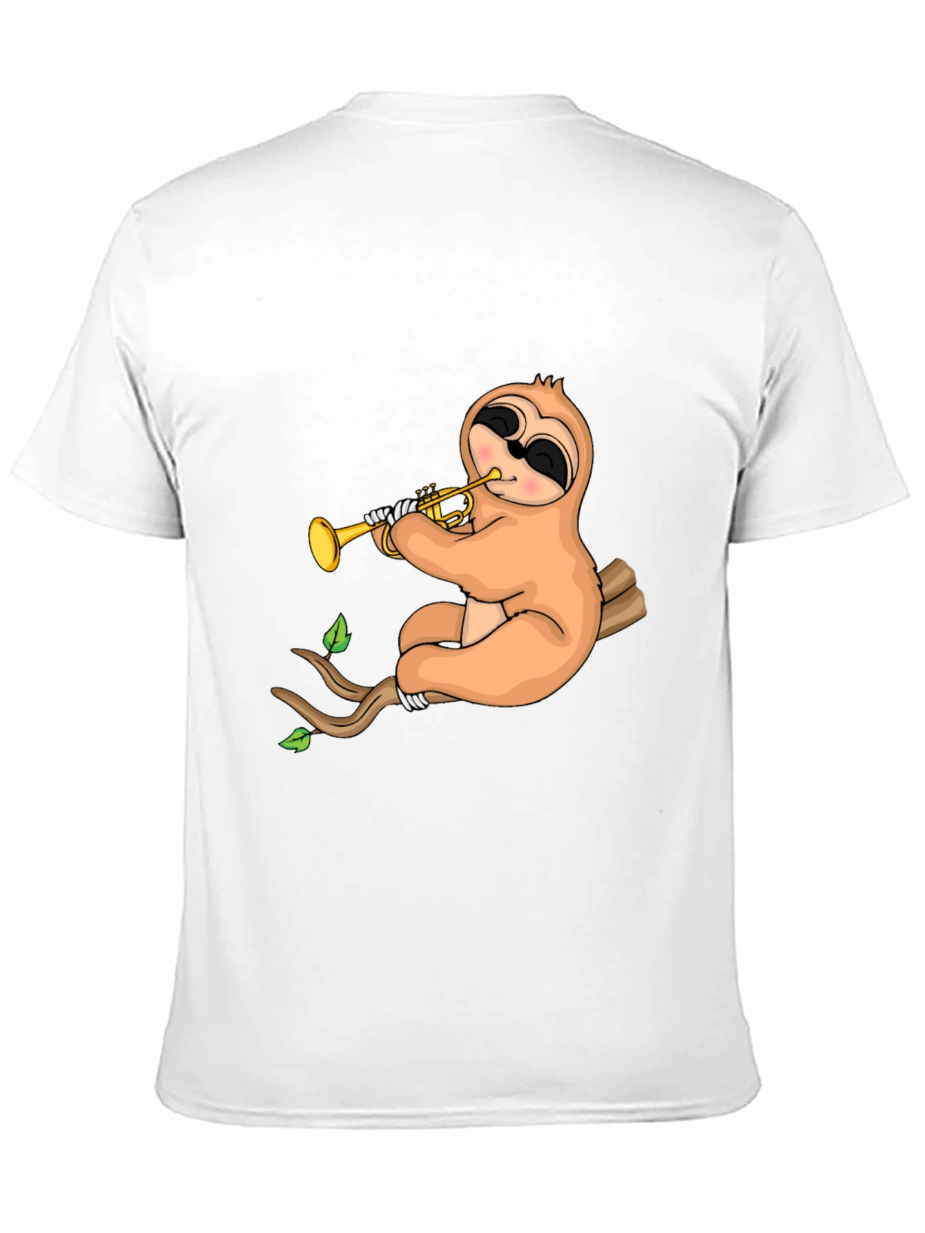 Sloth Trumpet Black T-Shirt - Funny Music Tee