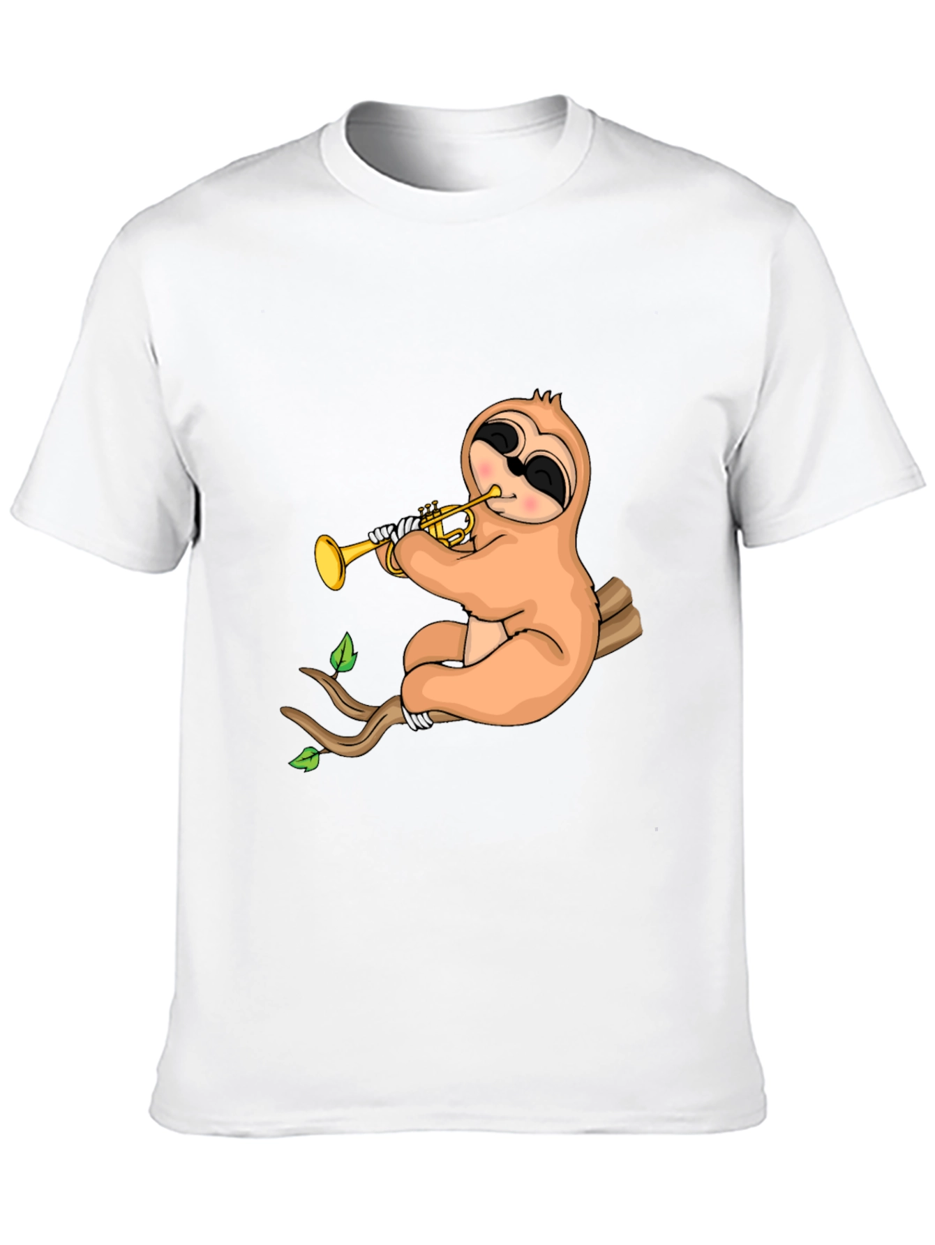 Sloth Trumpet Black T-Shirt - Funny Music Tee