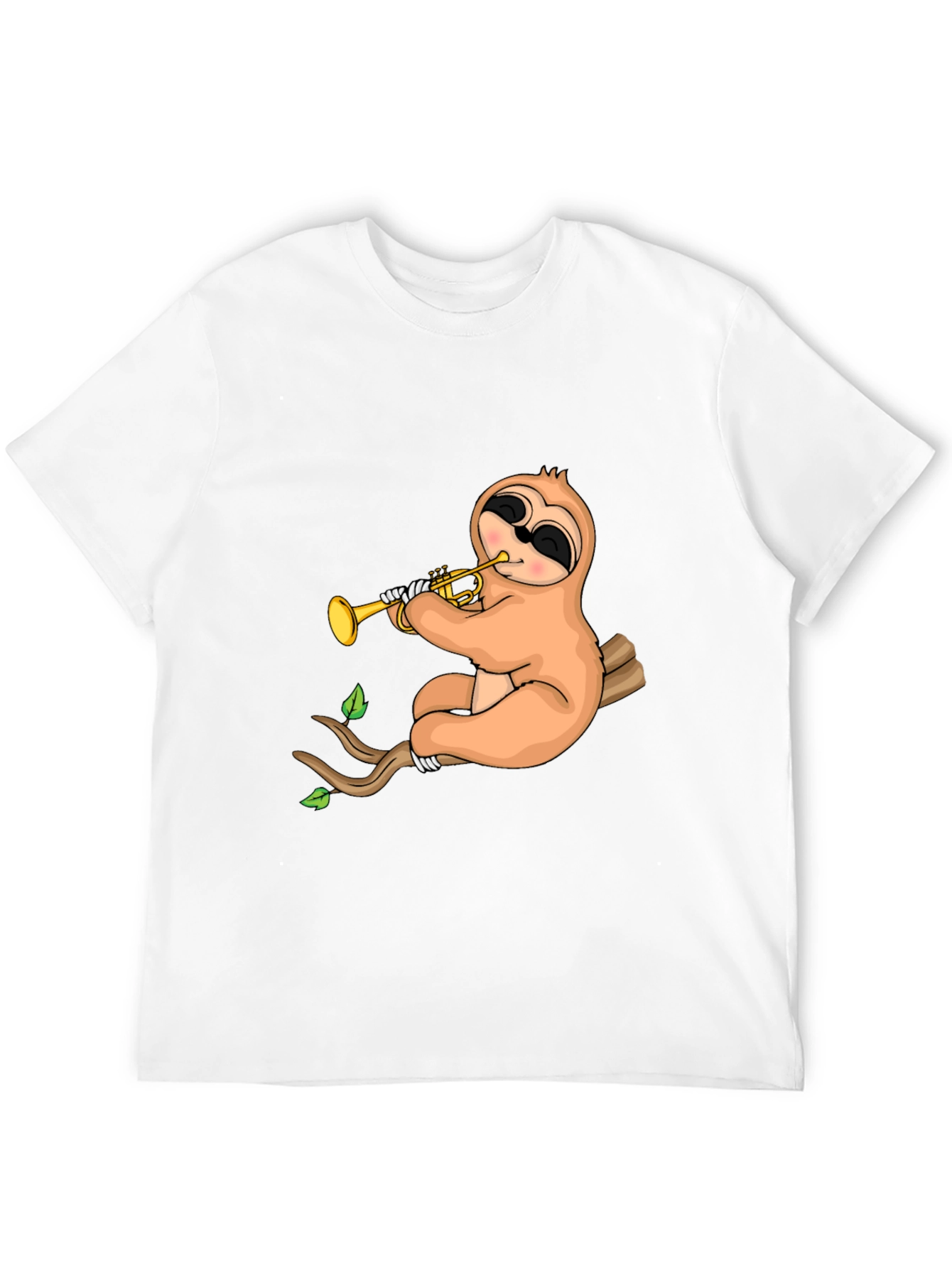 Sloth Trumpet Black T-Shirt - Funny Music Tee
