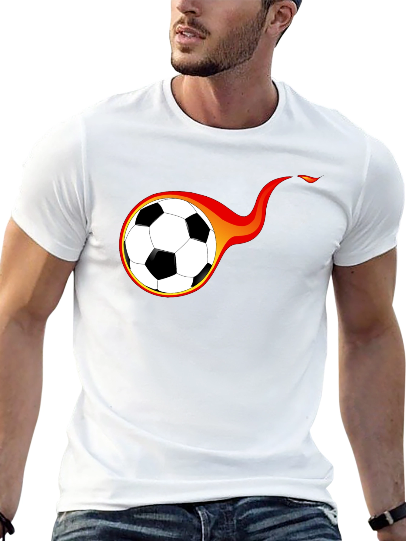 Flaming Soccer Ball Graphic T-Shirt