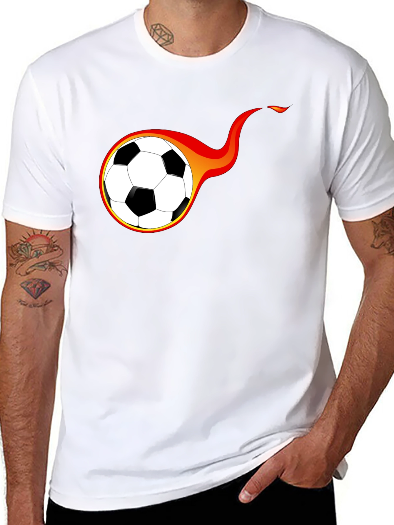 Flaming Soccer Ball Graphic T-Shirt