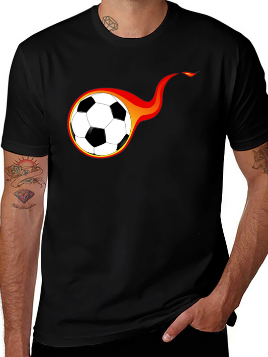 Flaming Soccer Ball Graphic T-Shirt