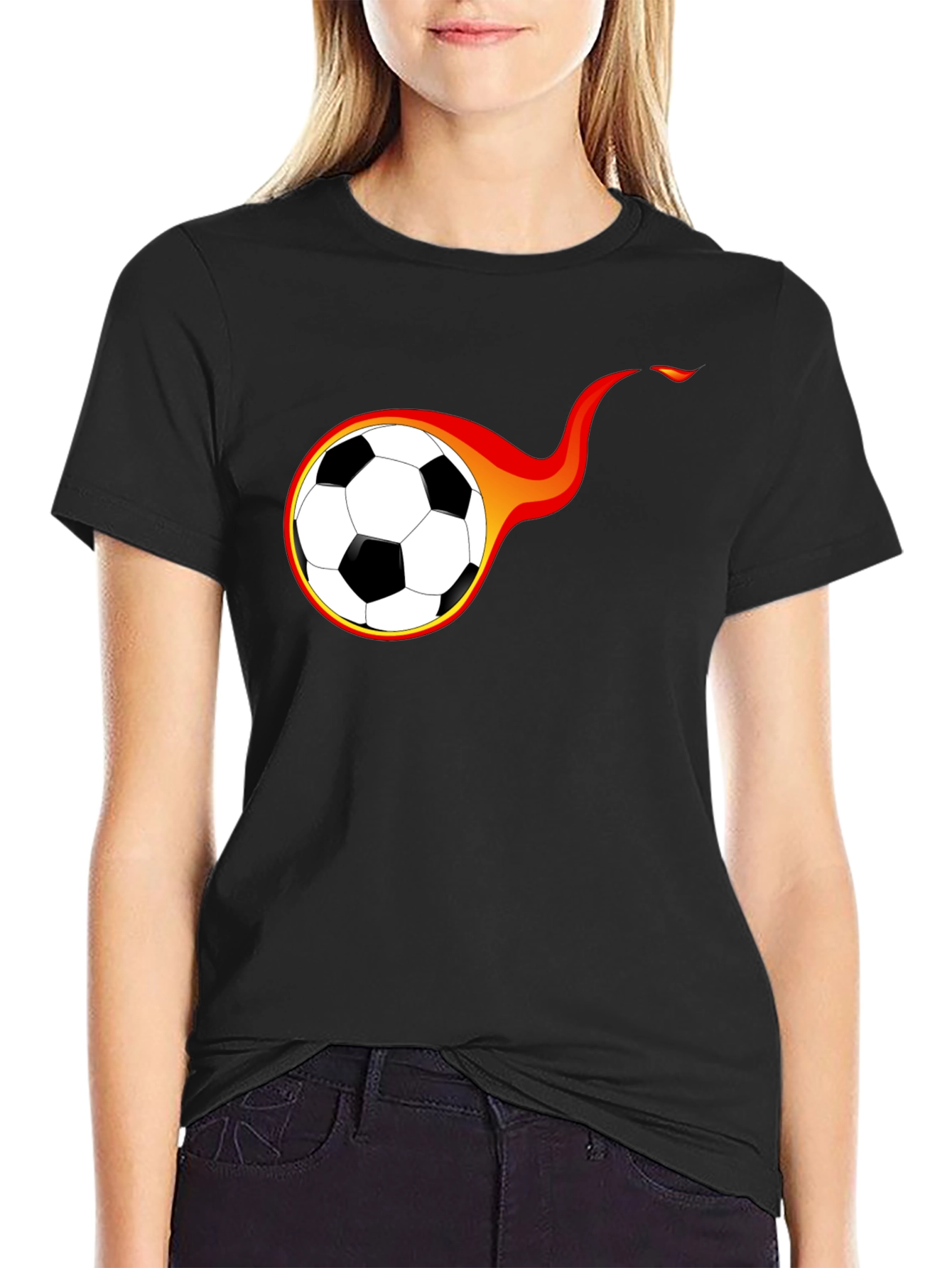 Flaming Soccer Ball Graphic T-Shirt