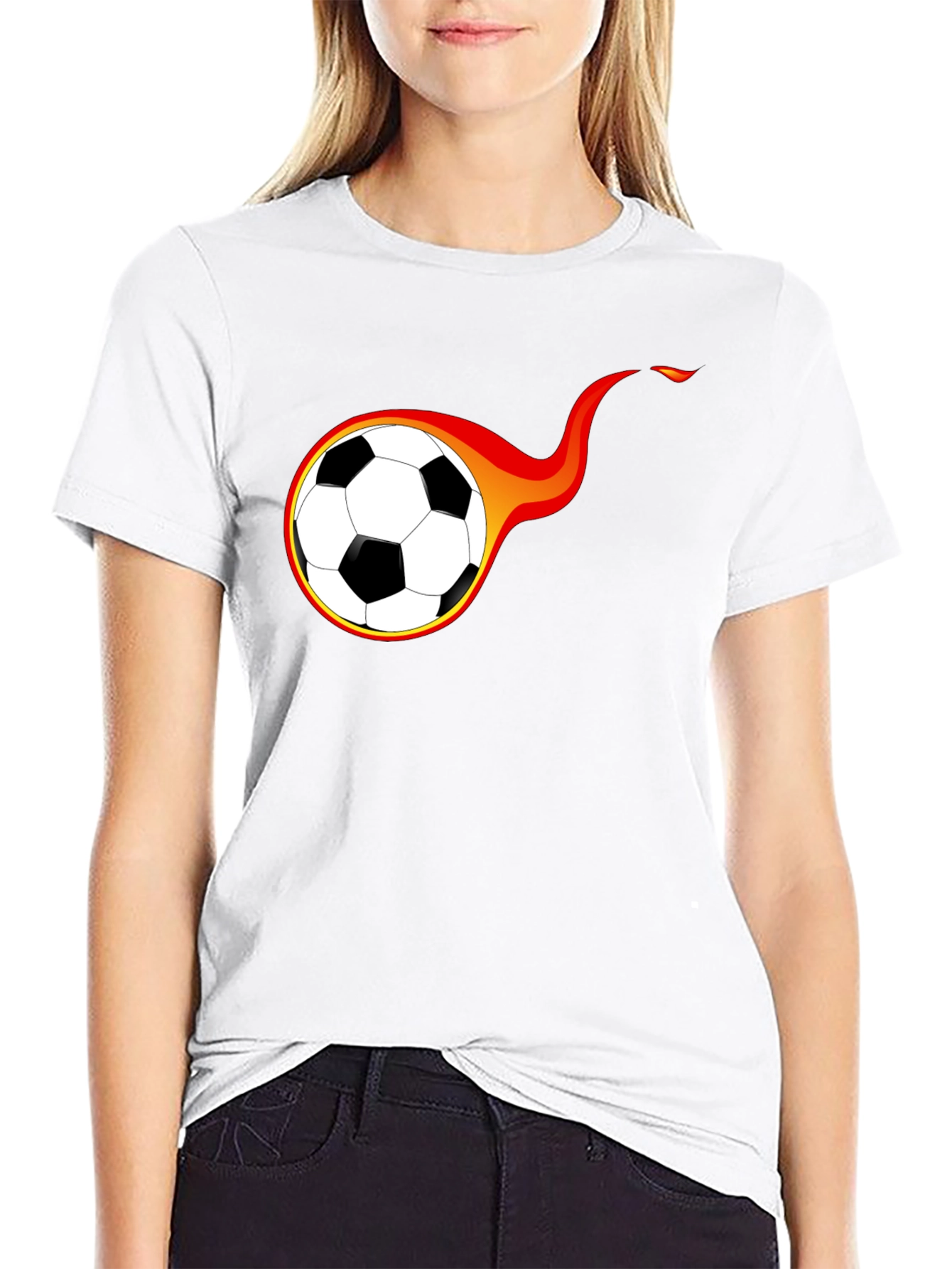 Flaming Soccer Ball Graphic T-Shirt