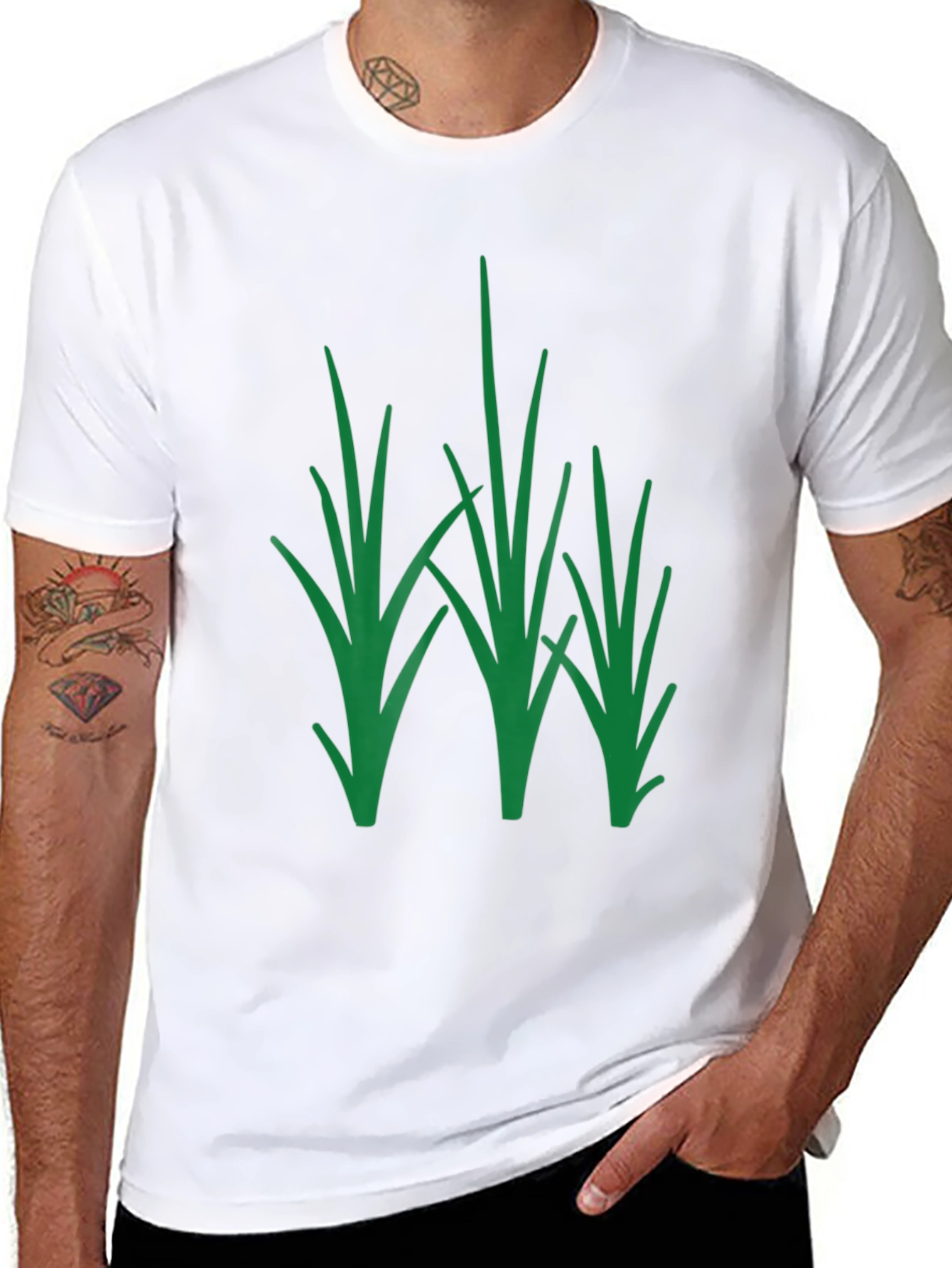 Green Grass Graphic Black T-Shirt - Nature Inspired Tee