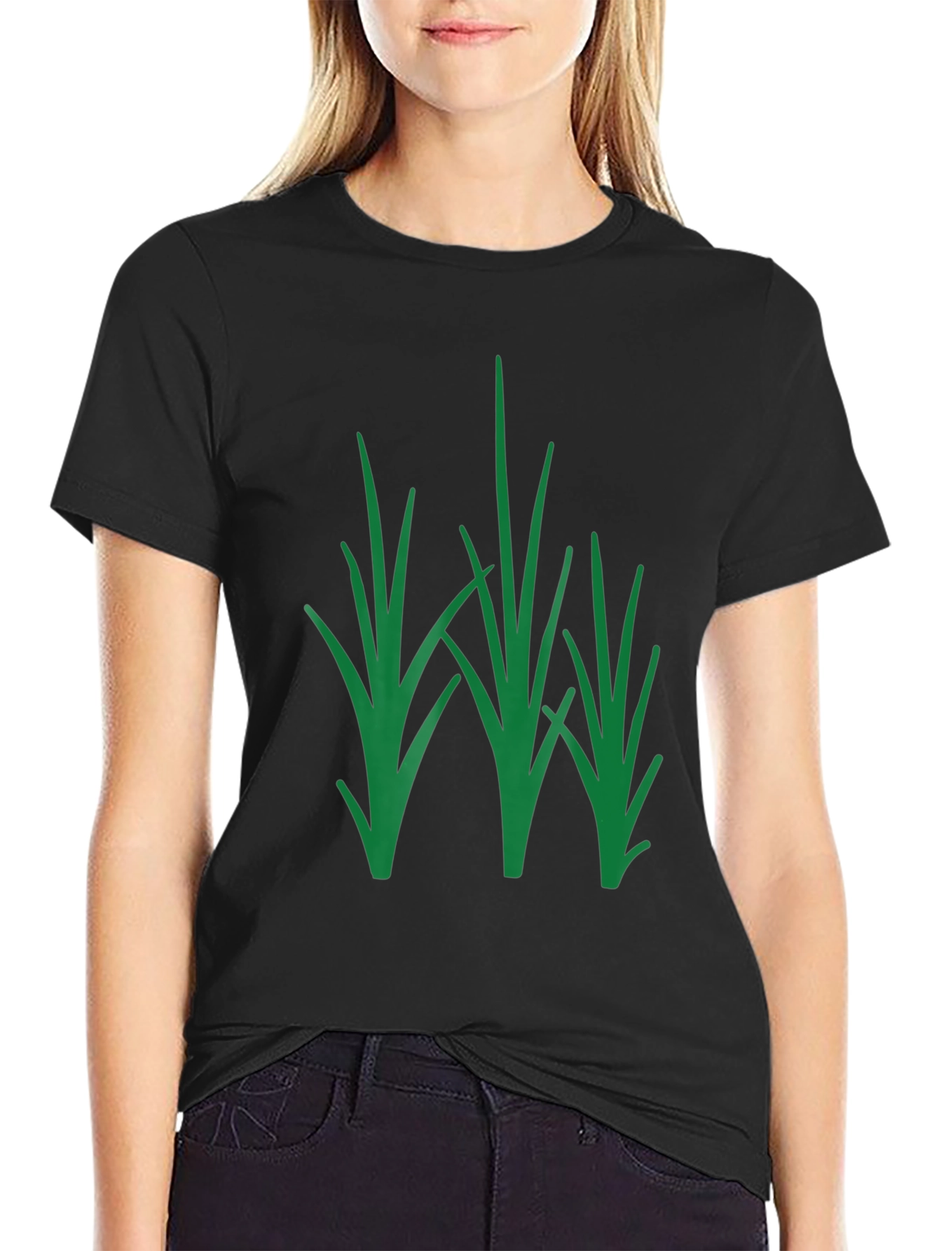 Green Grass Graphic Black T-Shirt - Nature Inspired Tee