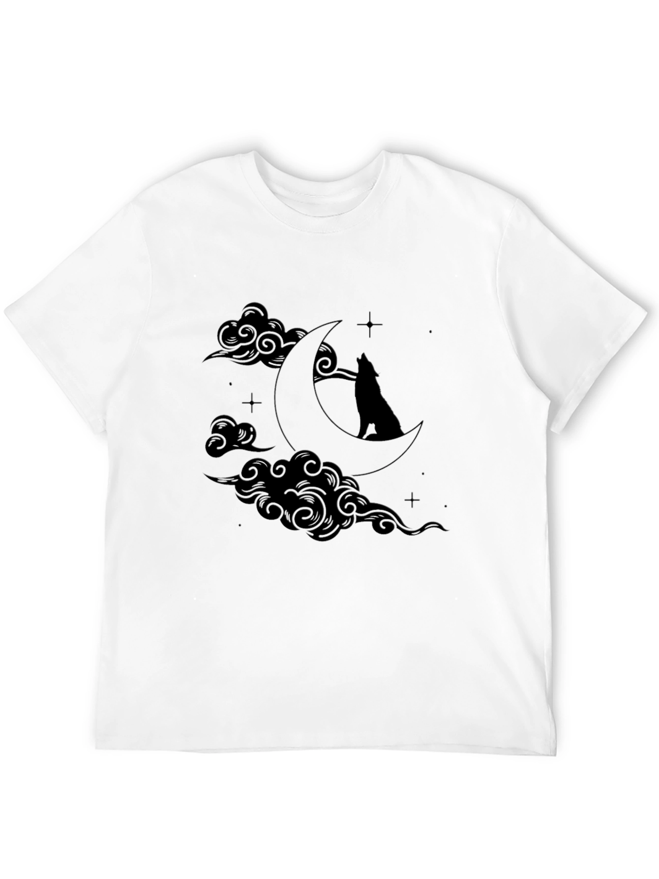 Wolf Moon Graphic T-Shirt - Black Crew Neck Tee