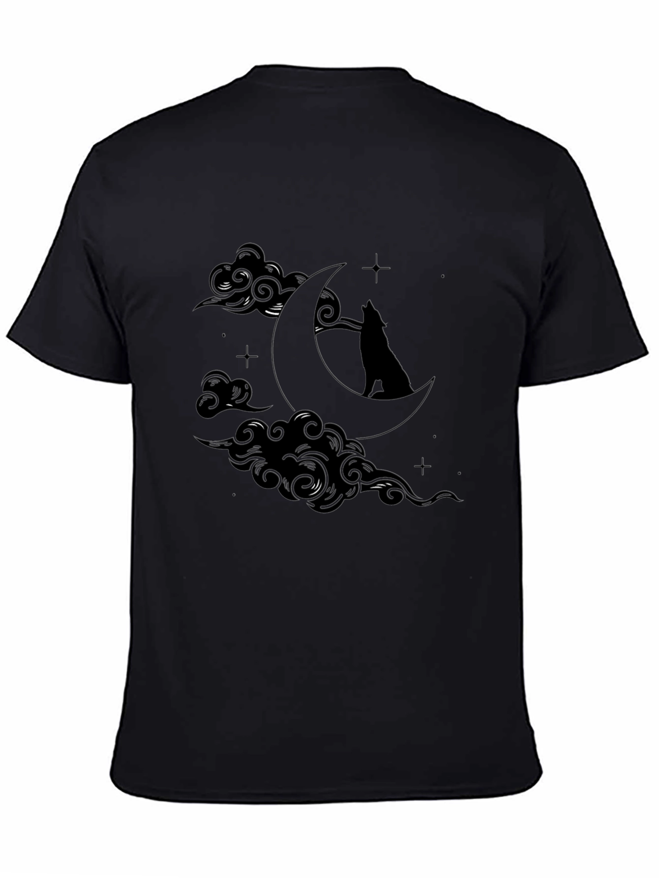 Wolf Moon Graphic T-Shirt - Black Crew Neck Tee