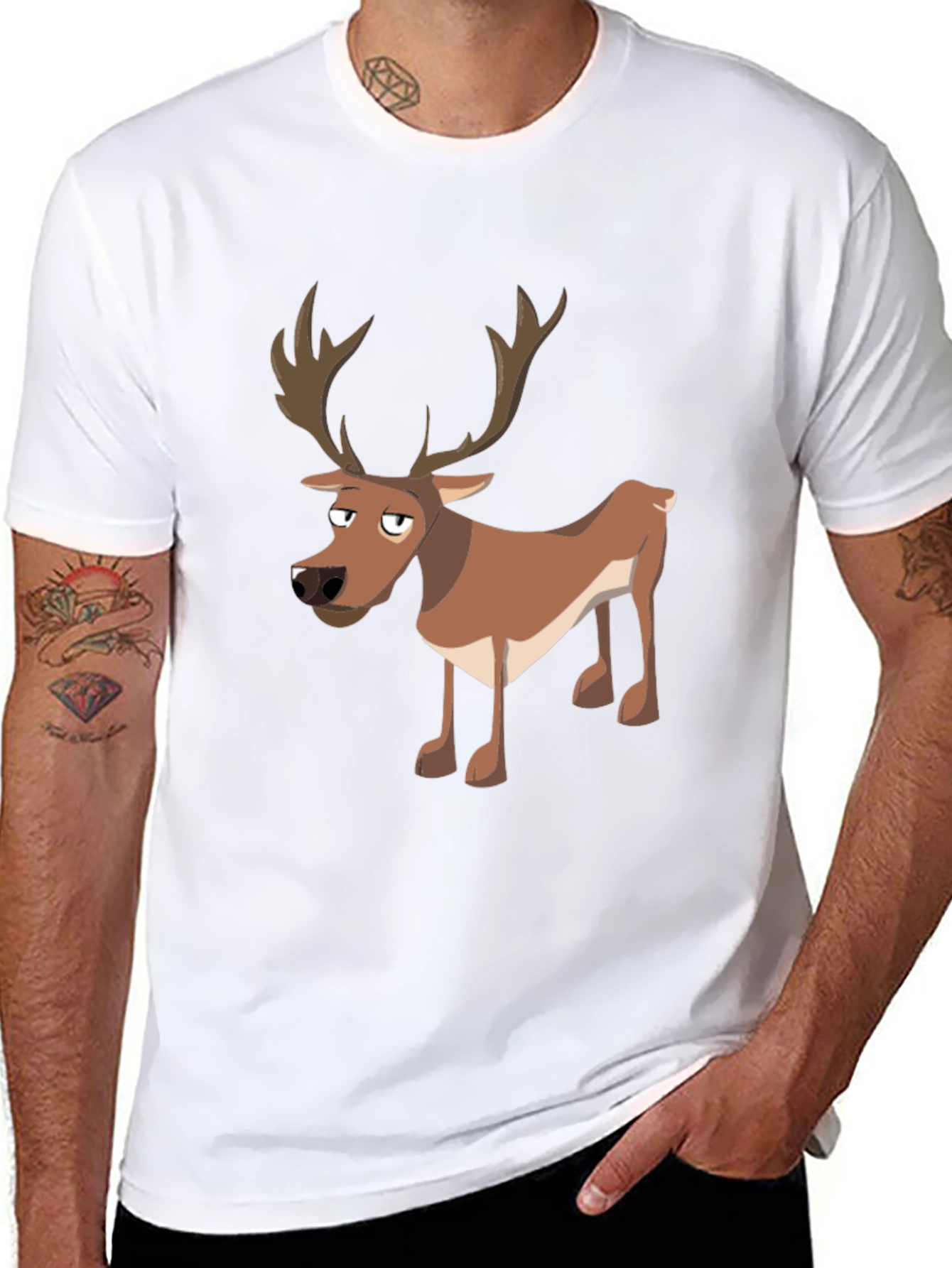 Cool Reindeer Graphic Tee - Mens Black T-Shirt