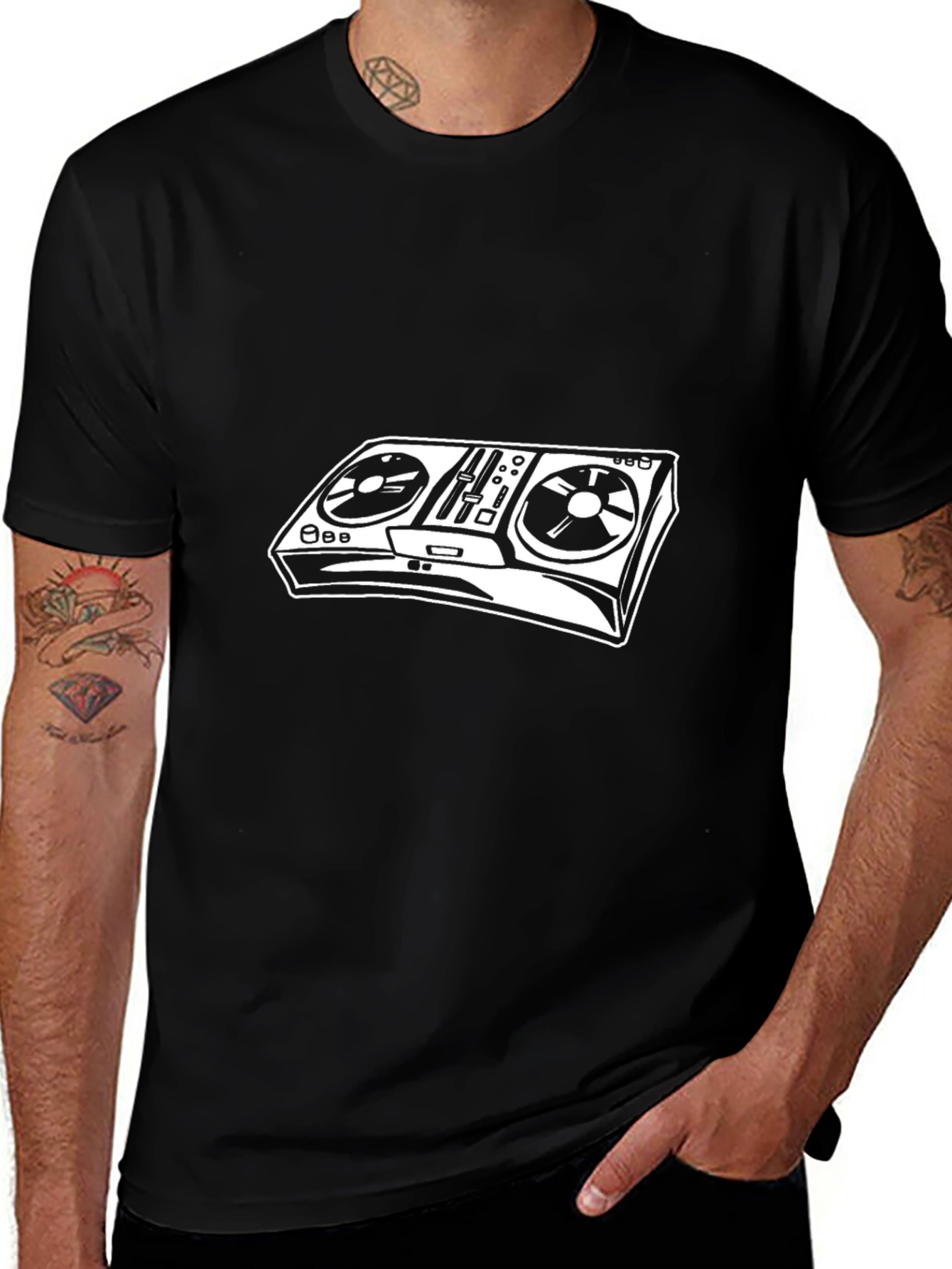 DJ Mixer Graphic T-Shirt - Black Cotton Tee
