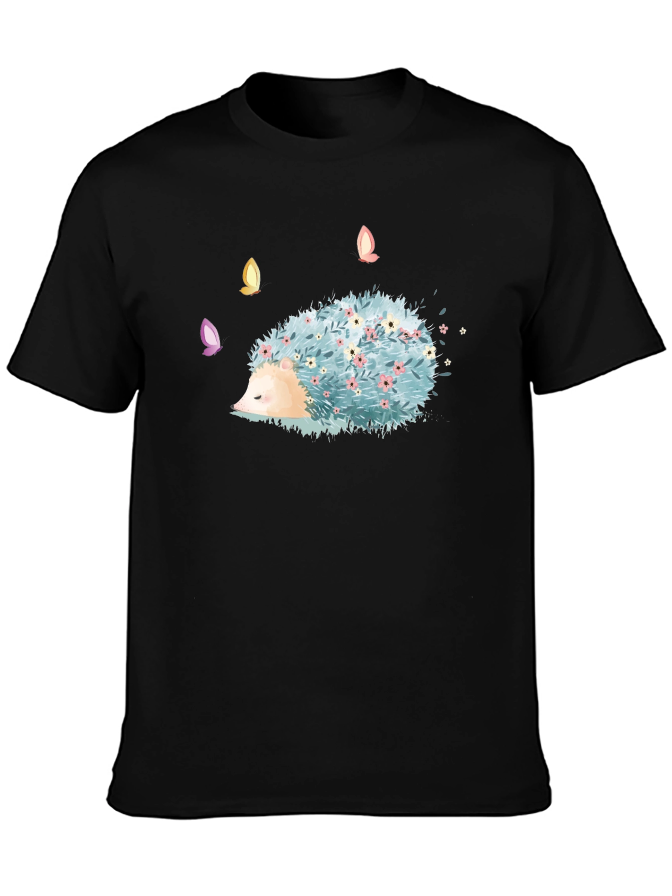 Whimsical Hedgehog T-Shirt - Floral Design