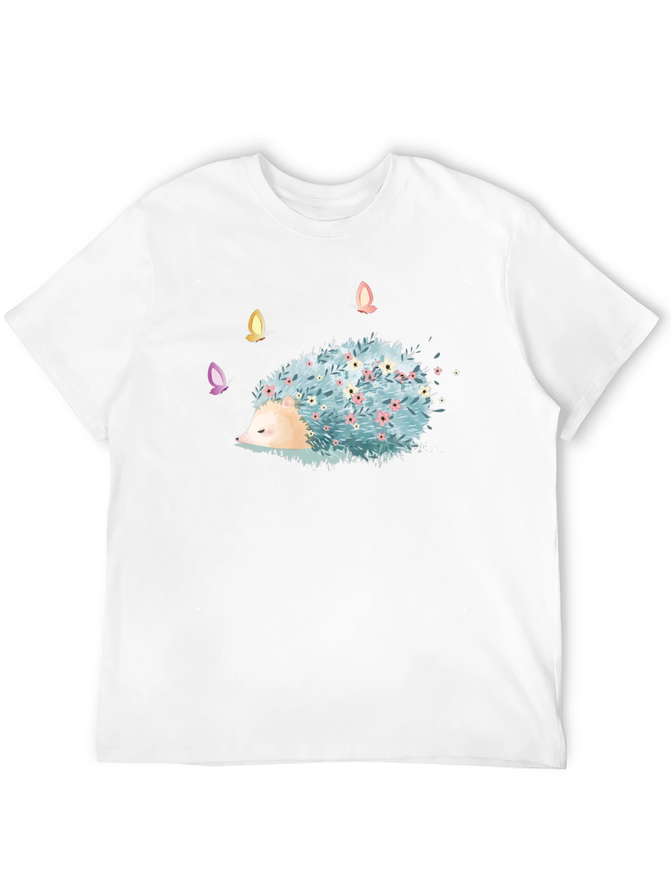 Whimsical Hedgehog T-Shirt - Floral Design