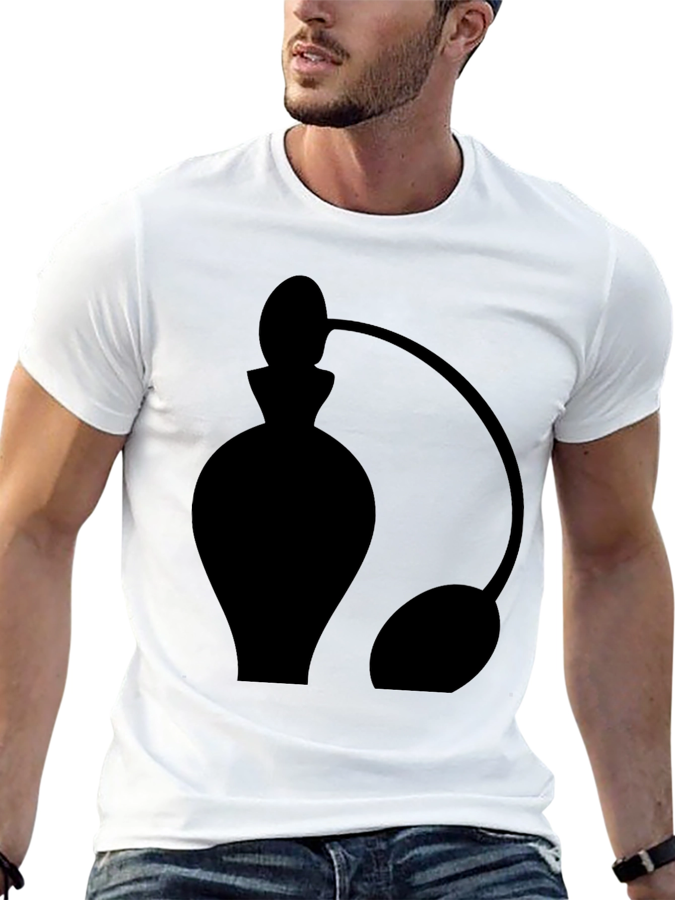 Stylish Black Perfume Bottle Graphic Tee