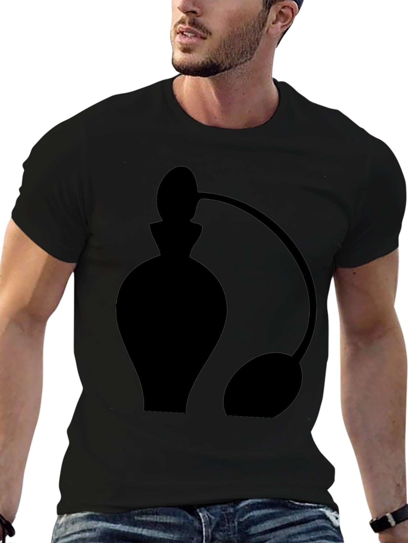 Stylish Black Perfume Bottle Graphic Tee