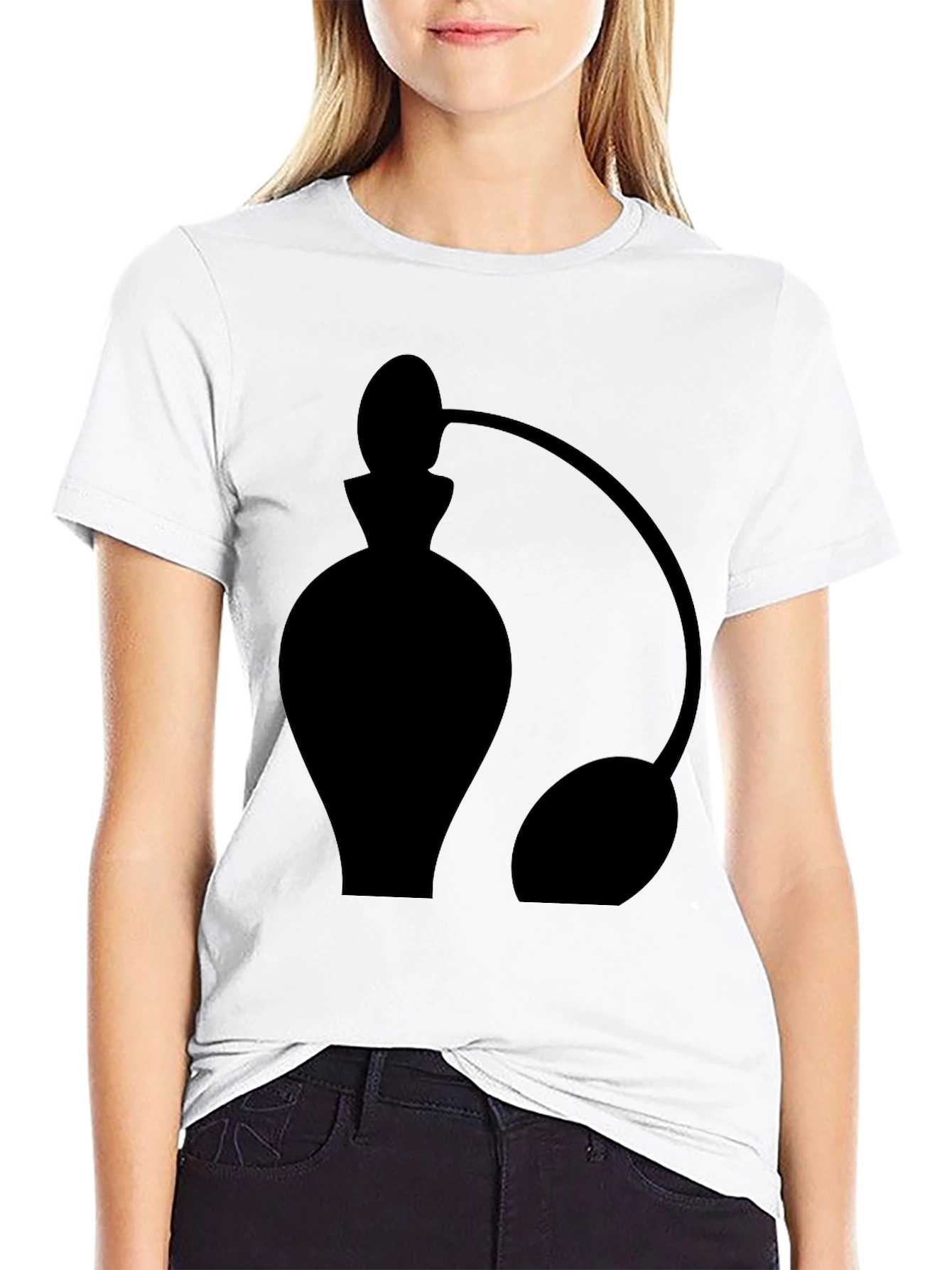 Stylish Black Perfume Bottle Graphic Tee