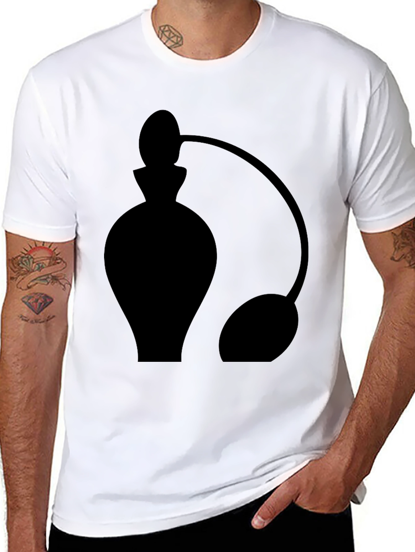 Stylish Black Perfume Bottle Graphic Tee
