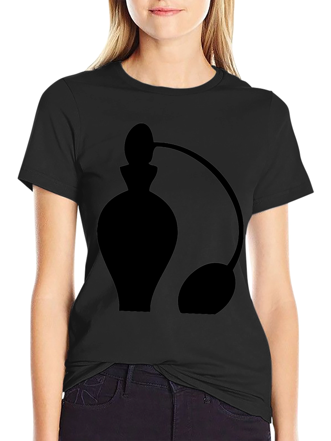 Stylish Black Perfume Bottle Graphic Tee