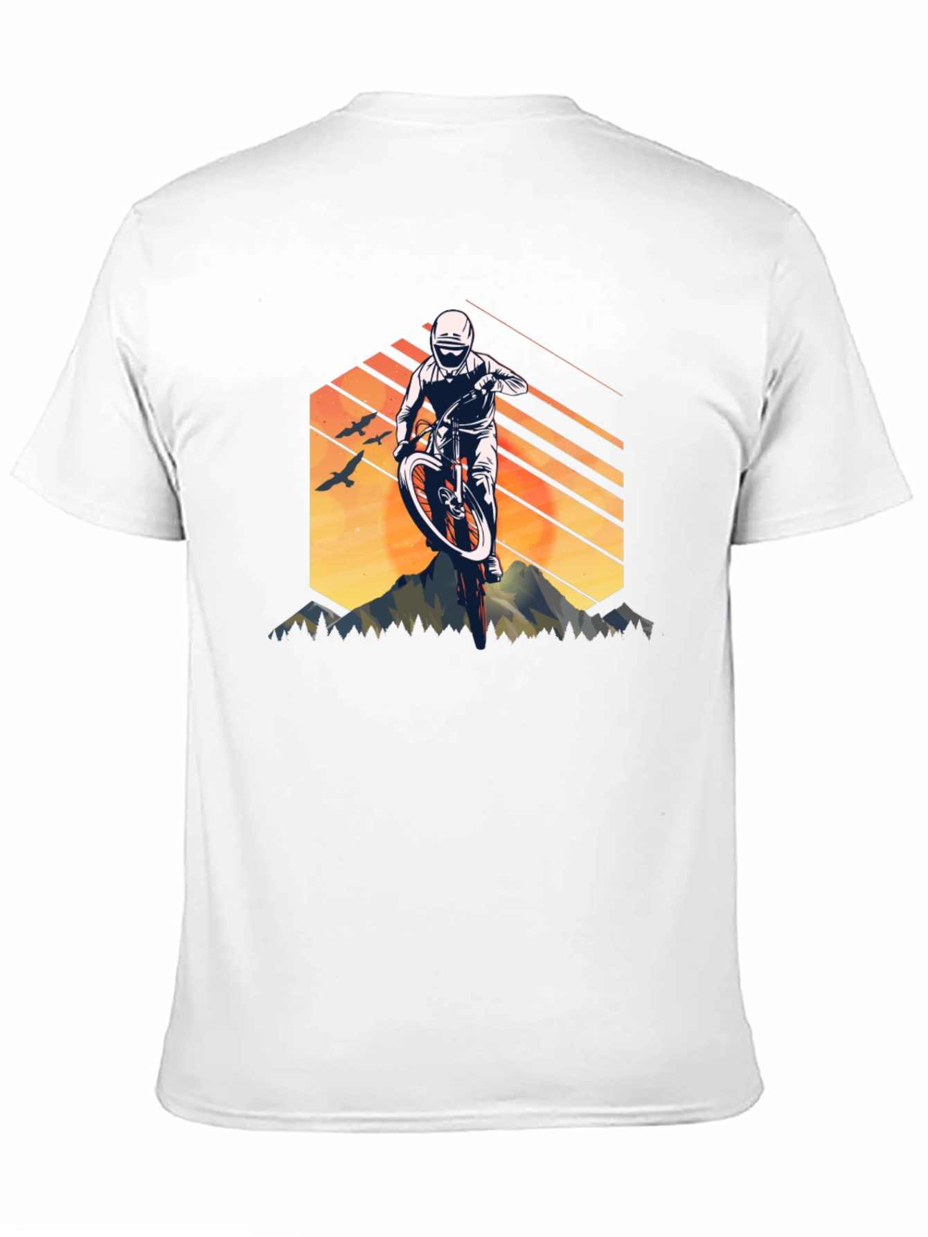 Mountain Biking Graphic Tee - Black Cotton Shirt