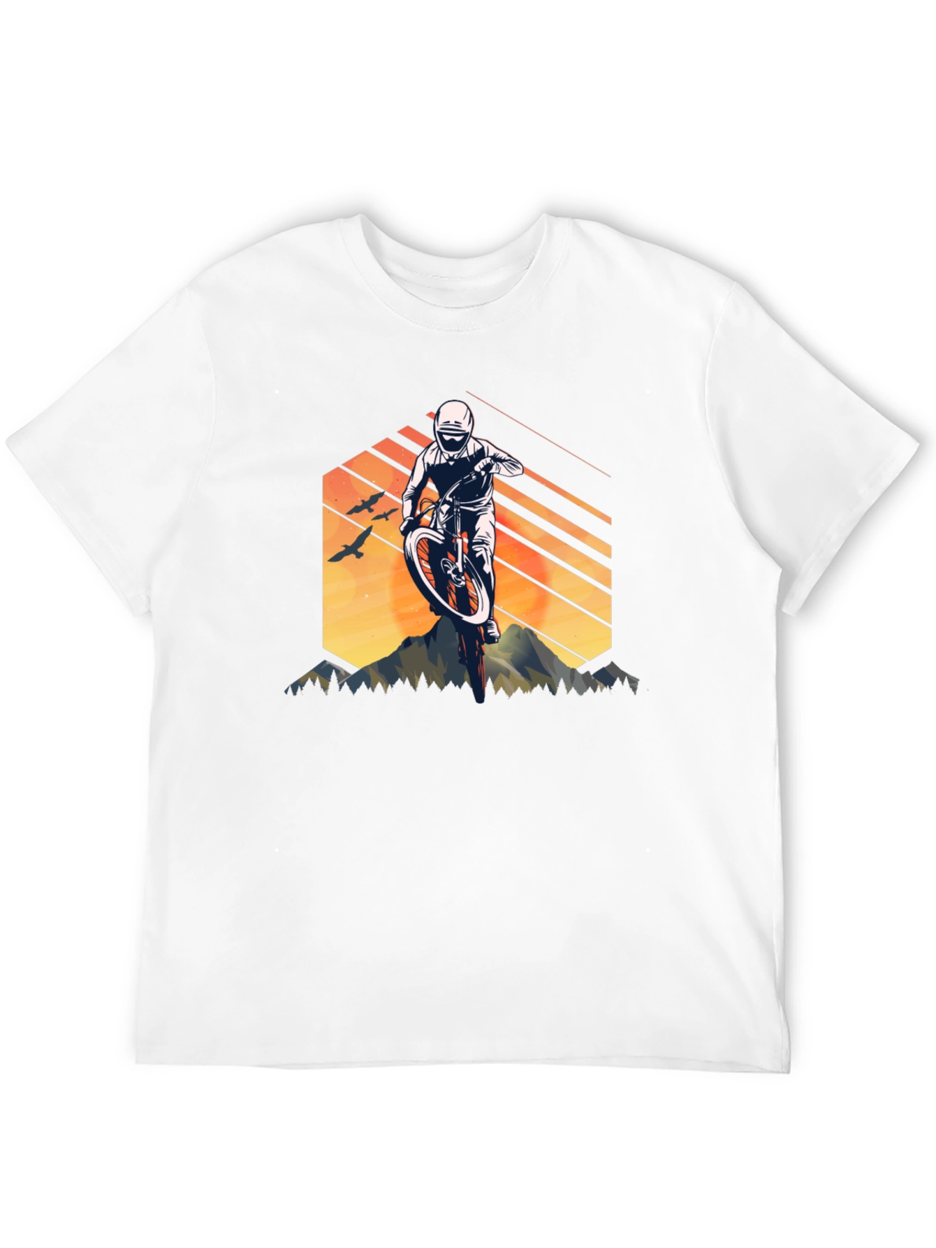 Mountain Biking Graphic Tee - Black Cotton Shirt