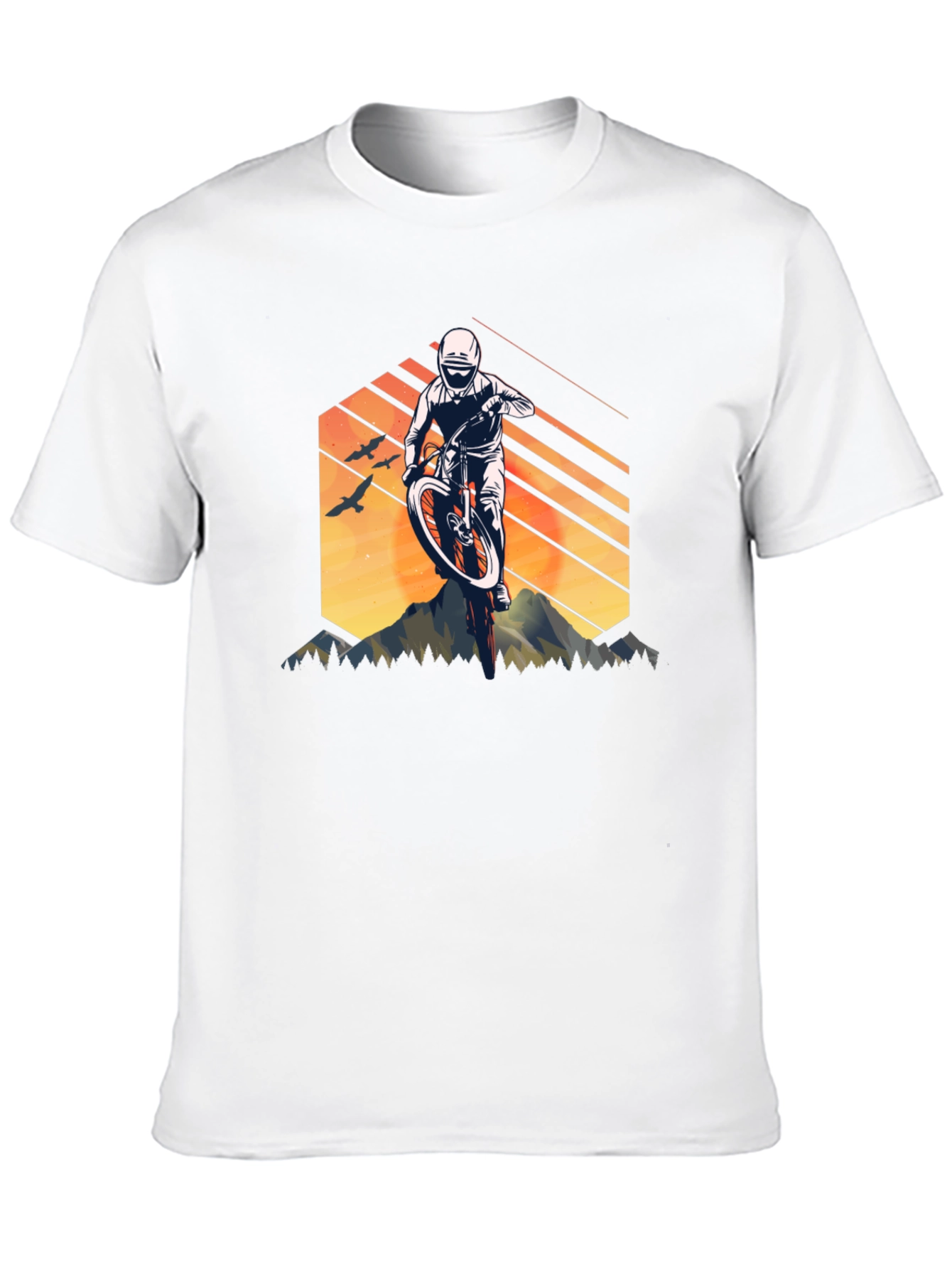 Mountain Biking Graphic Tee - Black Cotton Shirt