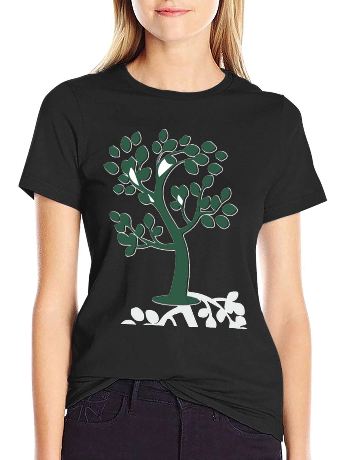 Nature Tree Graphic Tee - Casual Black T-Shirt