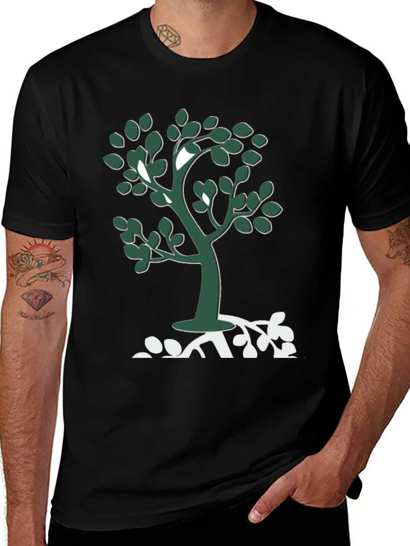 Nature Tree Graphic Tee - Casual Black T-Shirt