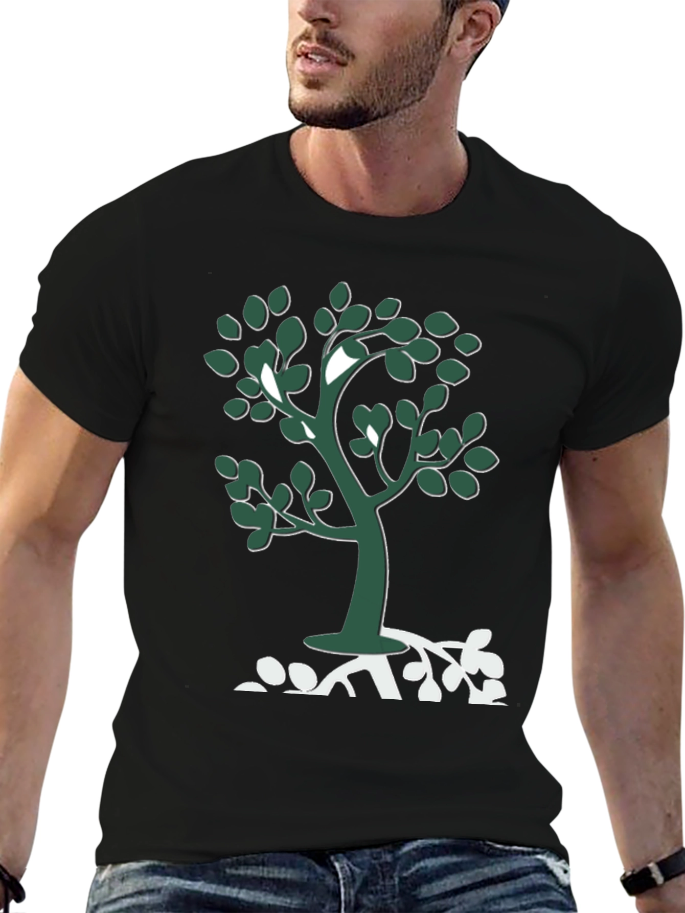 Nature Tree Graphic Tee - Casual Black T-Shirt