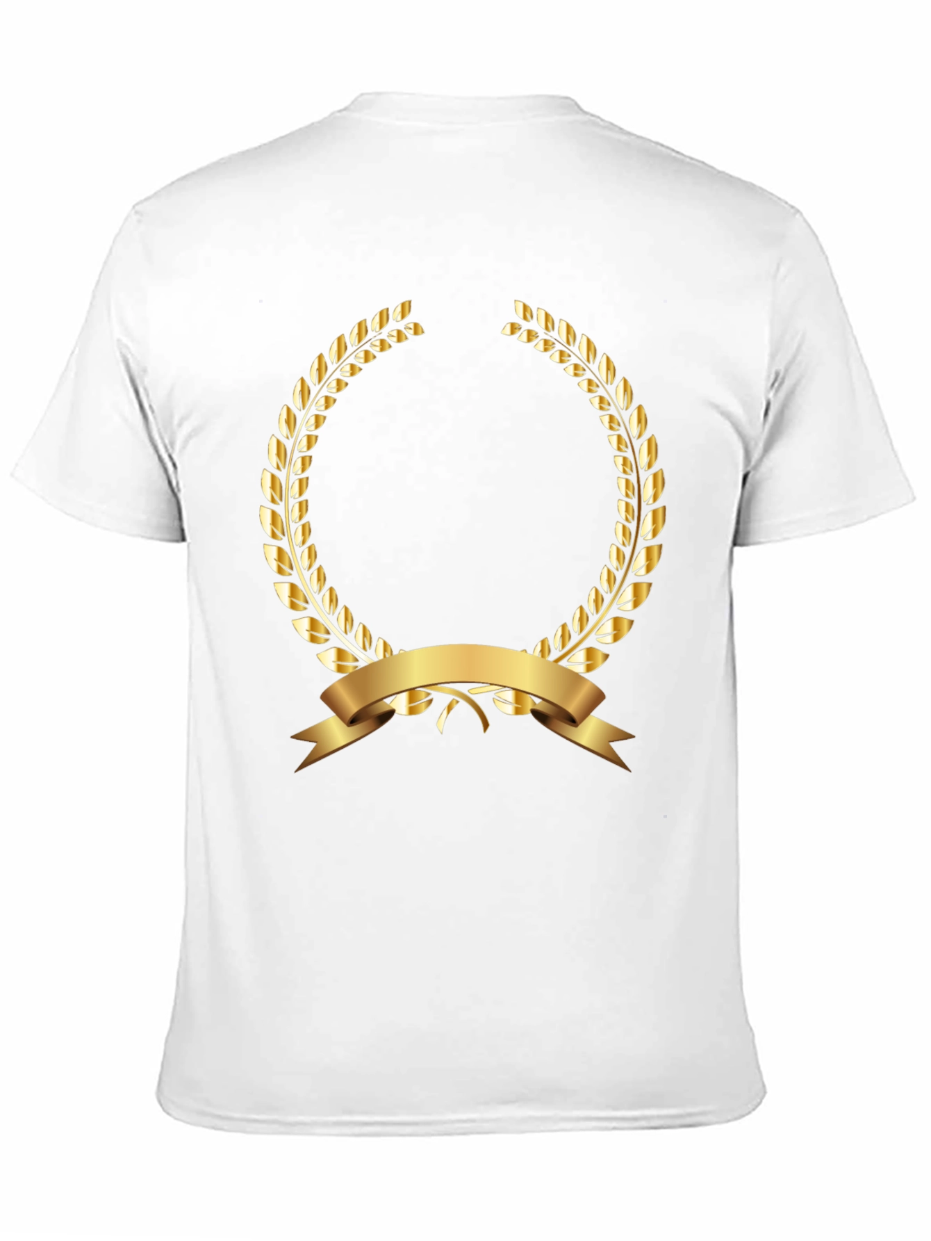 Elegant Black T-Shirt with Gold Laurel Wreath Design
