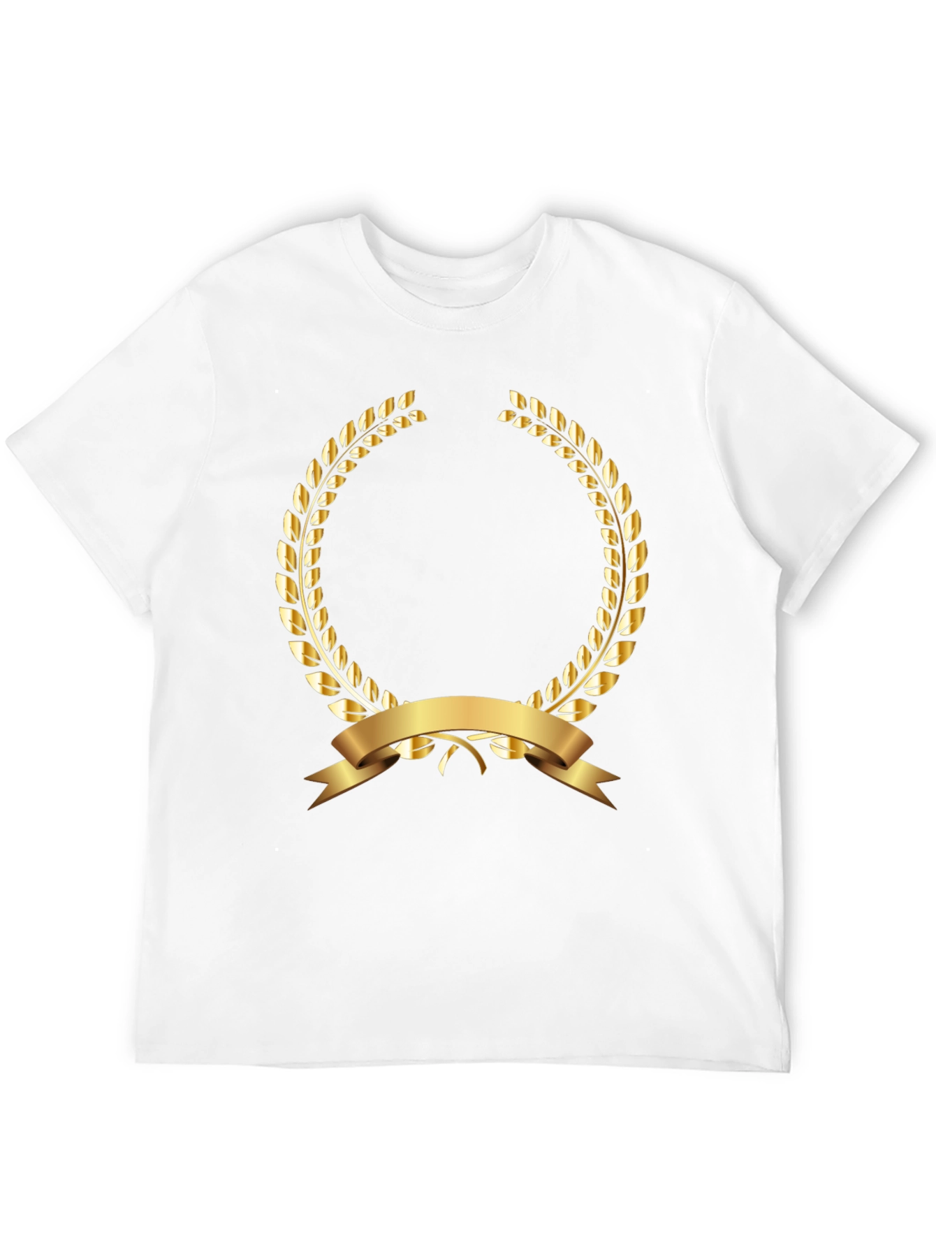 Elegant Black T-Shirt with Gold Laurel Wreath Design