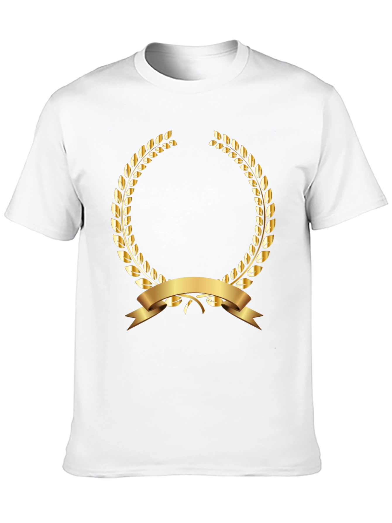 Elegant Black T-Shirt with Gold Laurel Wreath Design