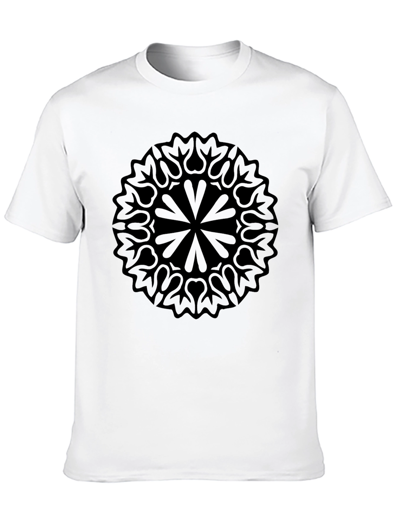 Black Mandala Graphic Print Mens T-Shirt