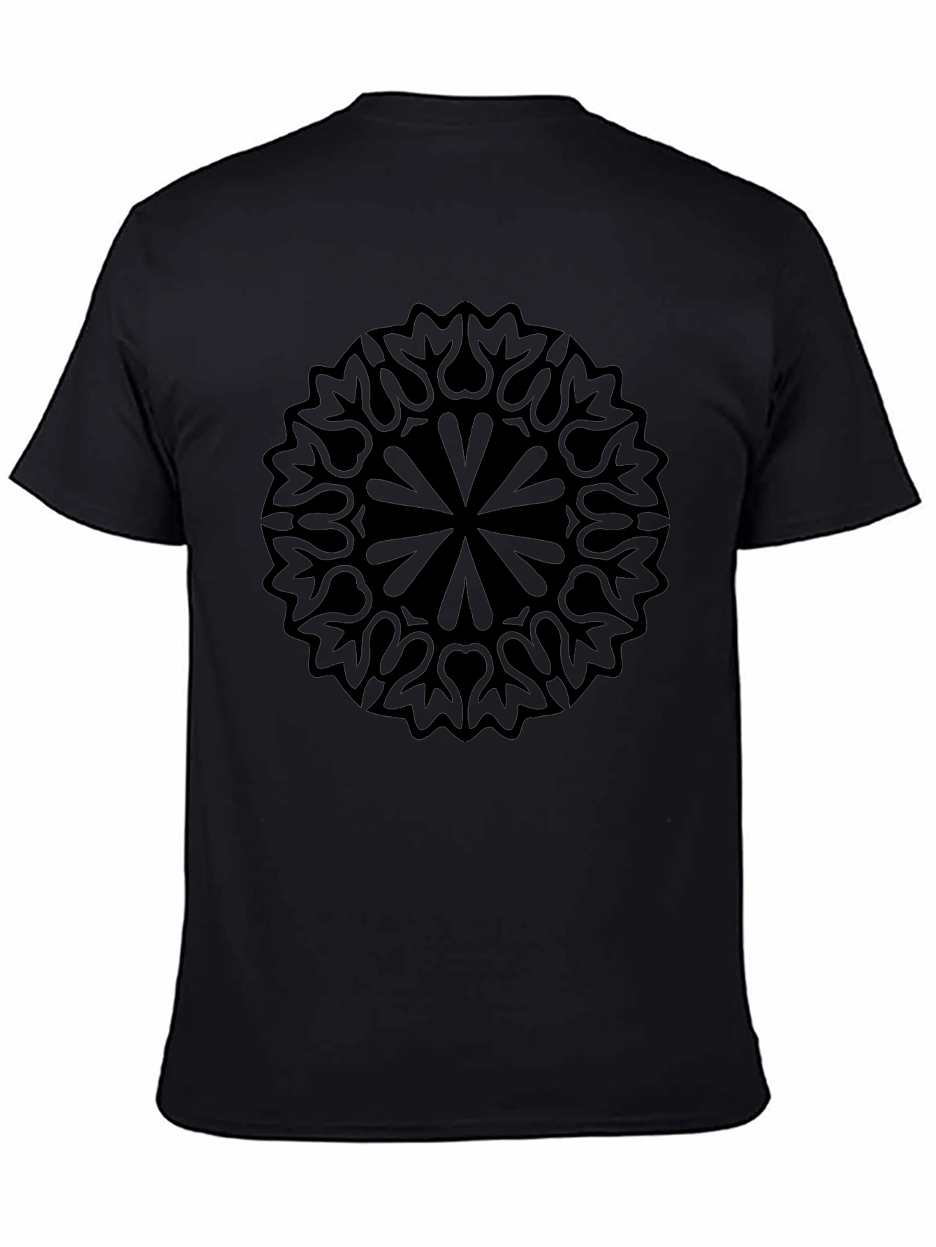 Black Mandala Graphic Print Mens T-Shirt