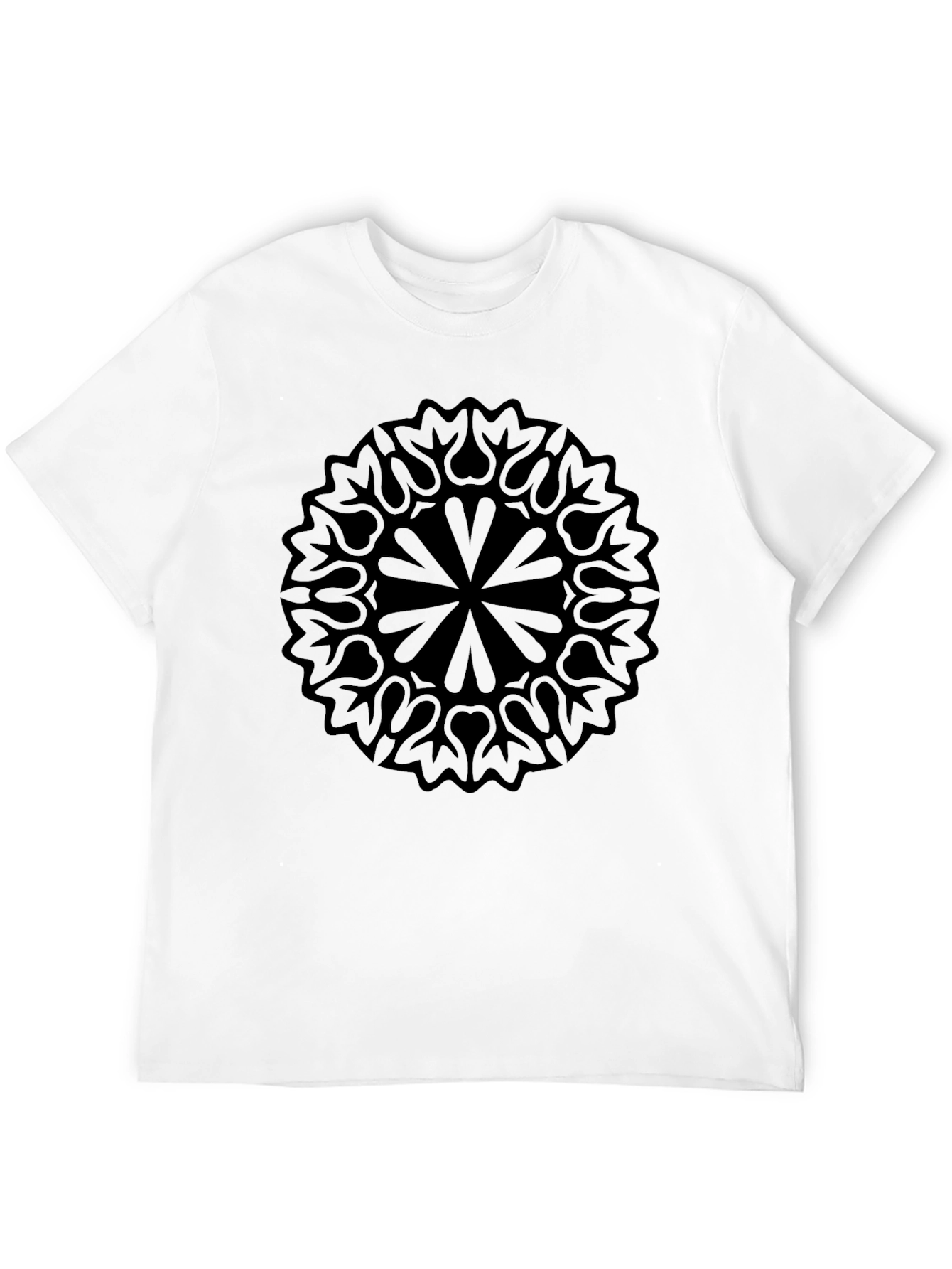 Black Mandala Graphic Print Mens T-Shirt