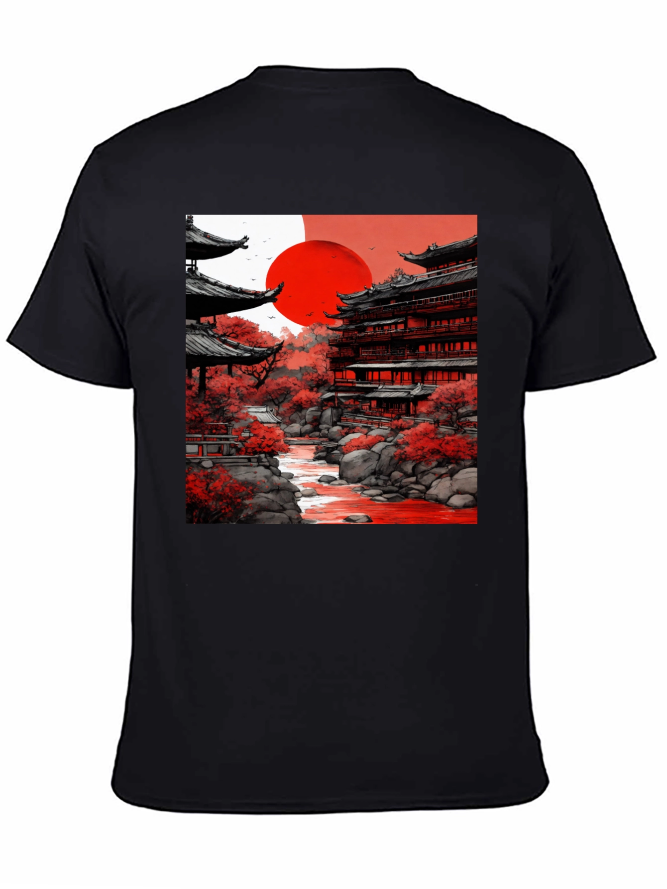 Japanese Temple T-Shirt - Red Sun Tee